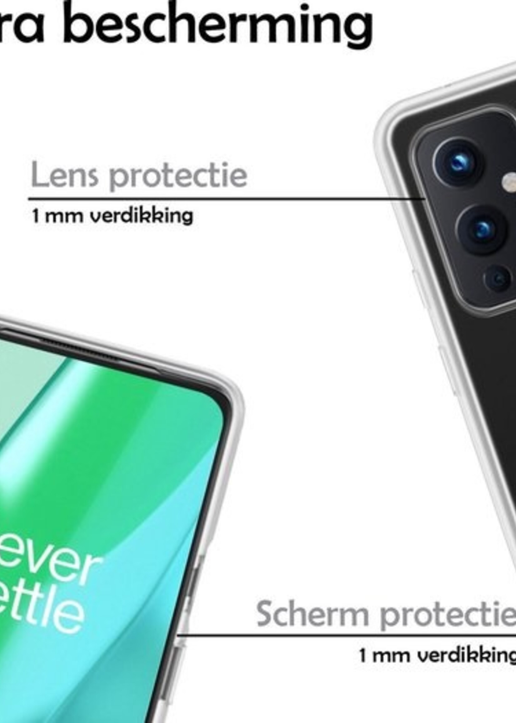 LUQ Hoesje Geschikt voor OnePlus 9 Hoesje Siliconen Case Met 2x Screenprotector - Hoes Geschikt voor OnePlus 9 Hoes Siliconen - Transparant