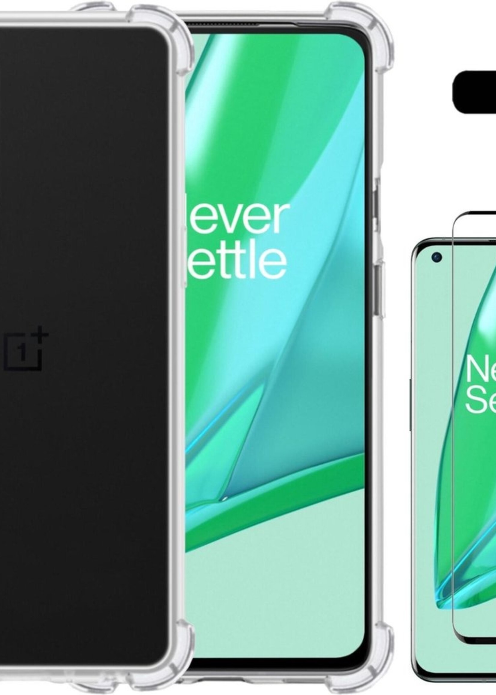 LUQ Hoesje Geschikt voor OnePlus 9 Pro Hoesje Shockproof Case Siliconen Met Screenprotector - Hoes Geschikt voor OnePlus 9 Pro Hoes Cover Siliconen - Transparant