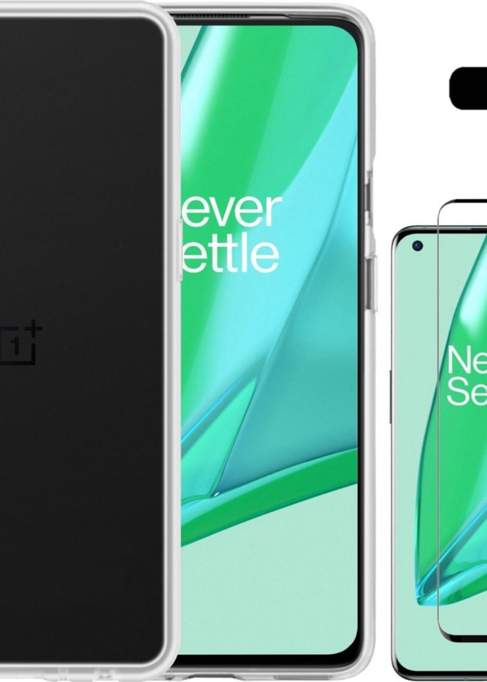 LUQ Hoesje Geschikt voor OnePlus 9 Pro Hoesje Siliconen Case Met Screenprotector - Hoes Geschikt voor OnePlus 9 Pro Hoes Siliconen - Transparant