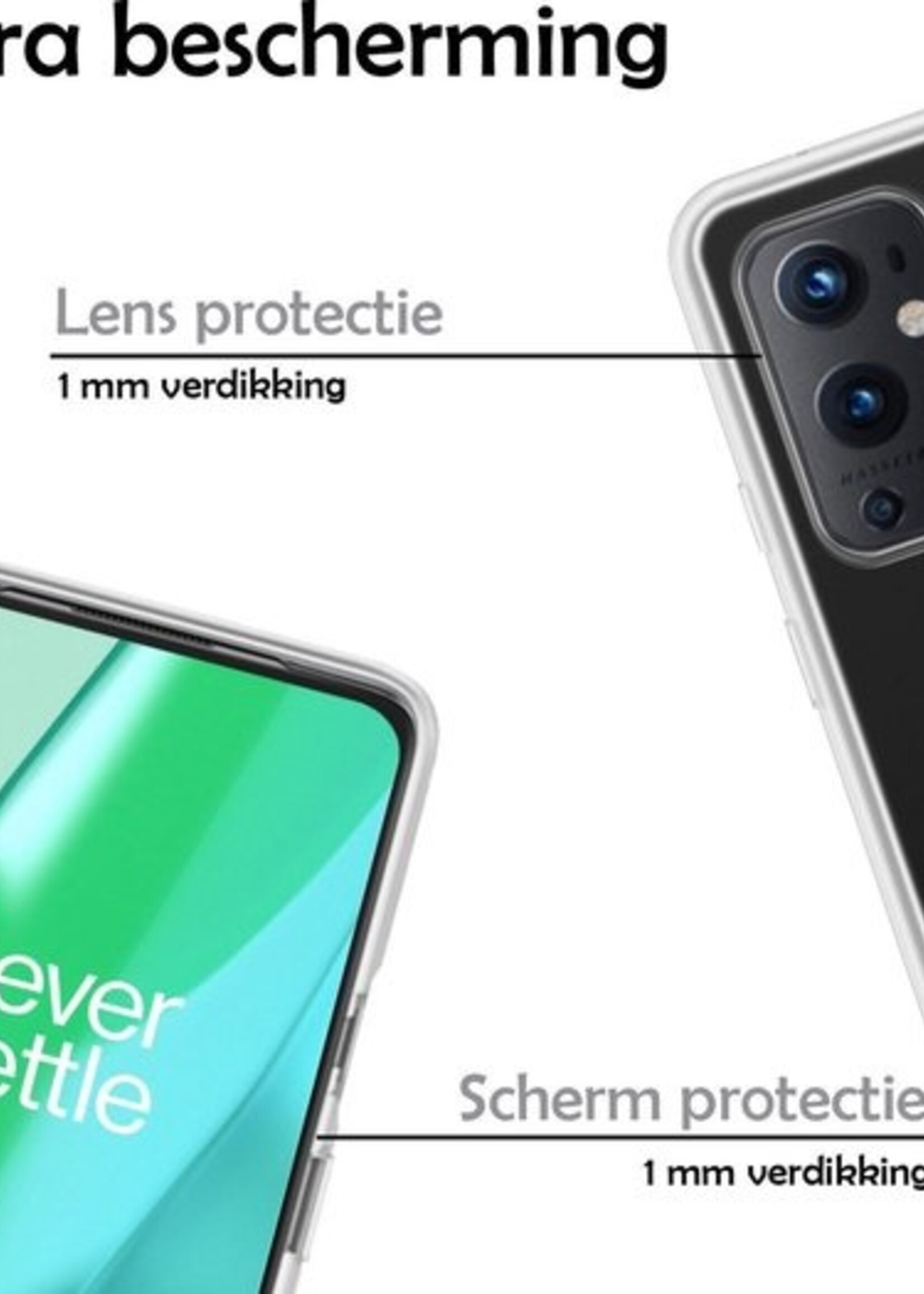 LUQ Hoesje Geschikt voor OnePlus 9 Pro Hoesje Siliconen Case Met Screenprotector - Hoes Geschikt voor OnePlus 9 Pro Hoes Siliconen - Transparant