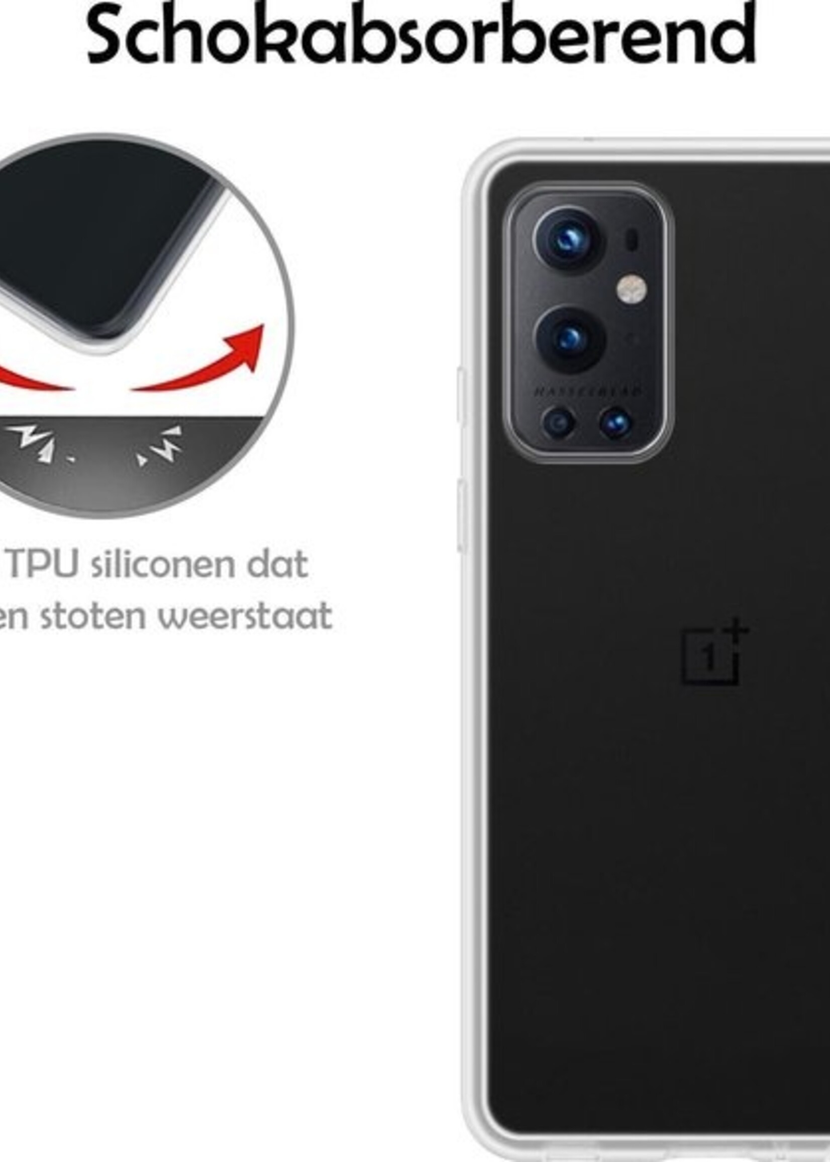 LUQ Hoesje Geschikt voor OnePlus 9 Pro Hoesje Siliconen Case Met 2x Screenprotector - Hoes Geschikt voor OnePlus 9 Pro Hoes Siliconen - Transparant