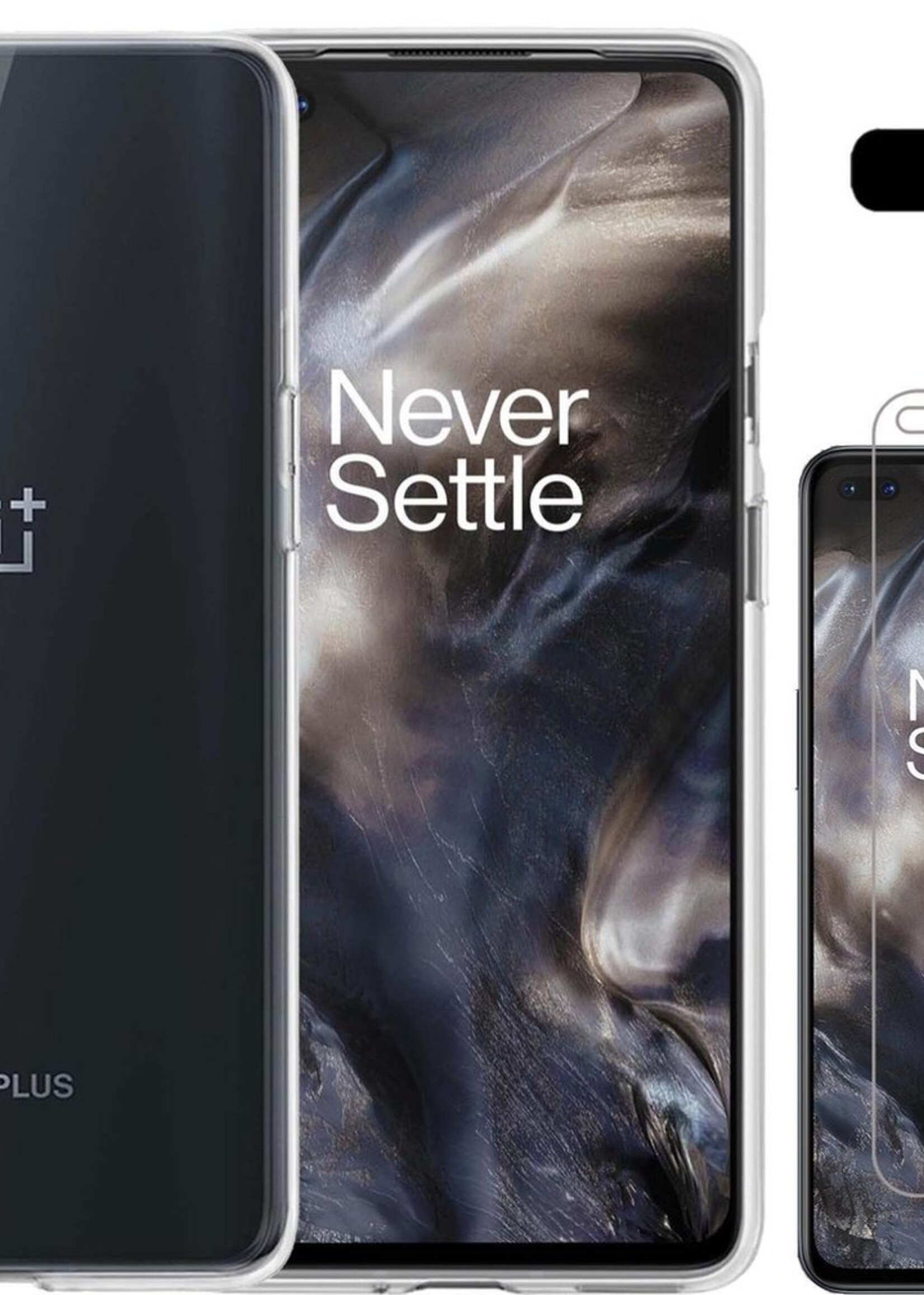 LUQ Hoesje Geschikt voor OnePlus Nord Hoesje Siliconen Case Met Screenprotector - Hoes Geschikt voor OnePlus Nord Hoes Siliconen - Transparant