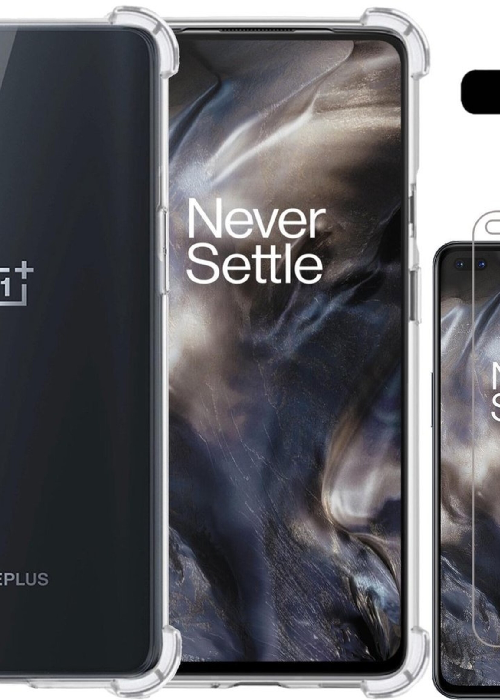 LUQ Hoesje Geschikt voor OnePlus Nord Hoesje Shockproof Case Siliconen Met Screenprotector - Hoes Geschikt voor OnePlus Nord Hoes Cover Siliconen - Transparant