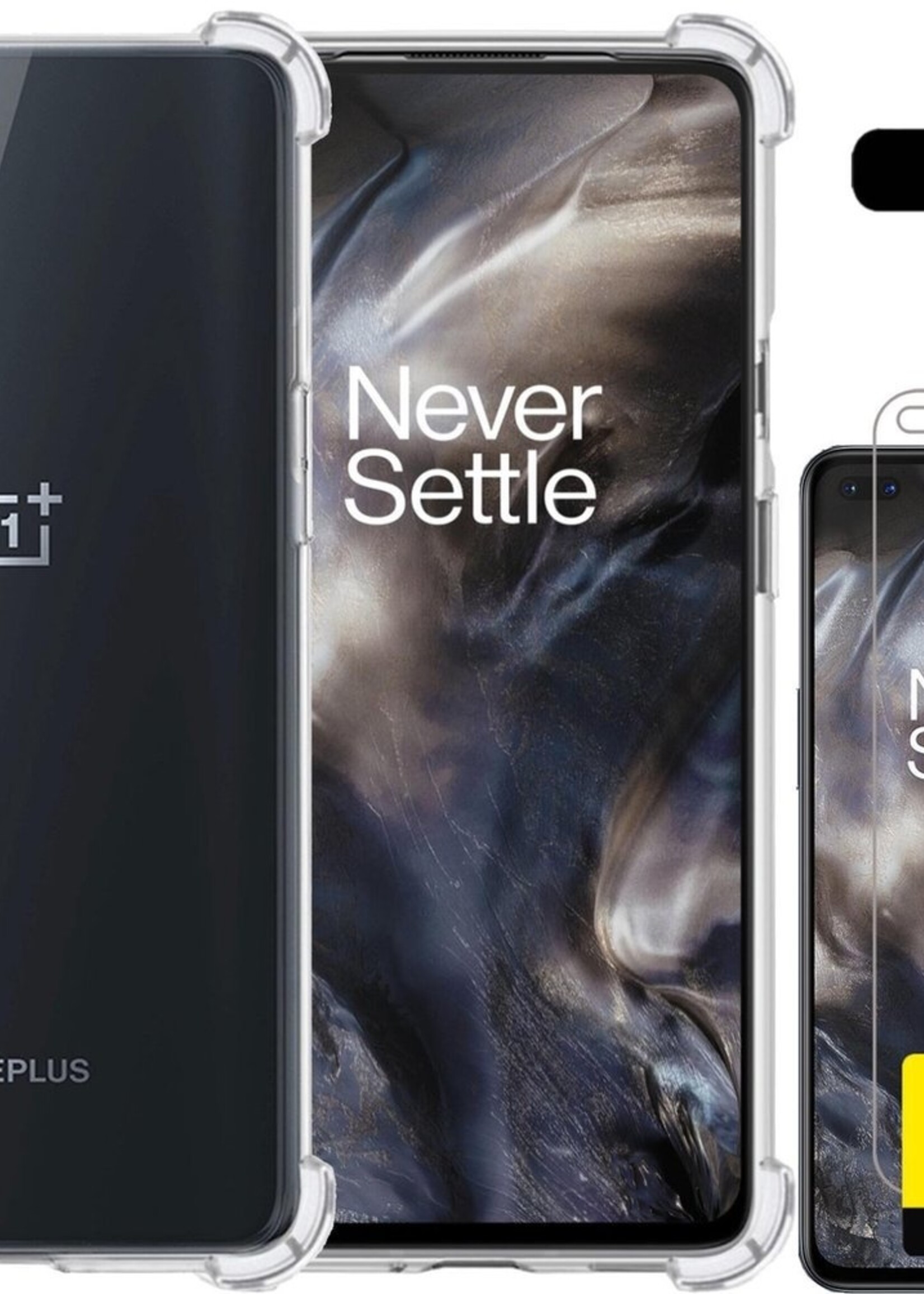 LUQ Hoesje Geschikt voor OnePlus Nord Hoesje Shockproof Case Siliconen Met 2x Screenprotector - Hoes Geschikt voor OnePlus Nord Hoes Cover Siliconen - Transparant