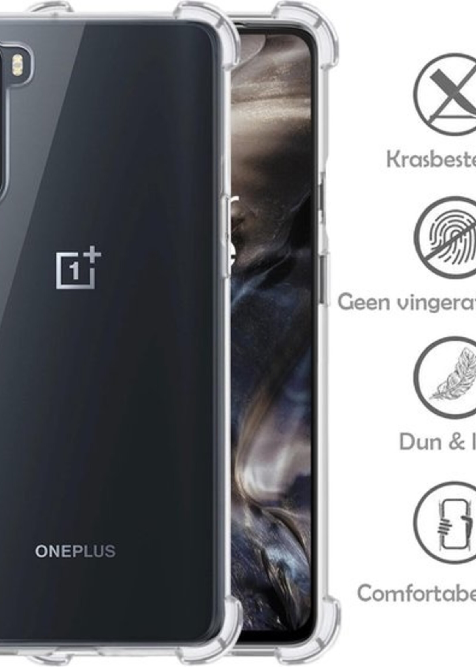 LUQ Hoesje Geschikt voor OnePlus Nord Hoesje Shockproof Case Siliconen Met 2x Screenprotector - Hoes Geschikt voor OnePlus Nord Hoes Cover Siliconen - Transparant