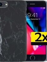 LUQ LUQ - 2x - iPhone 8 hoesje marmer - Zwart