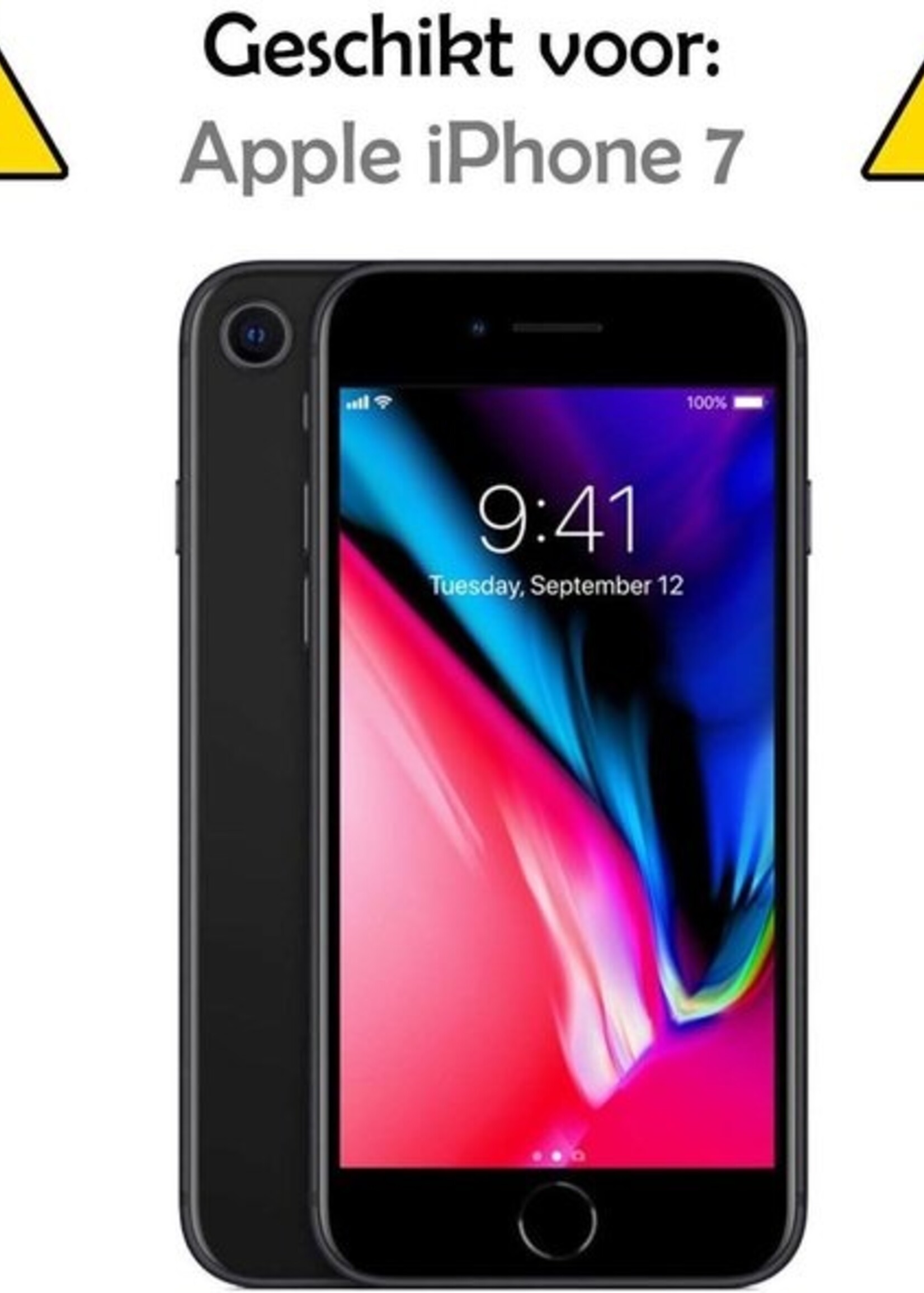 LUQ Hoesje Geschikt voor iPhone 7 Hoesje Marmer Case Hard Cover Met 2x Screenprotector - Hoes Geschikt voor iPhone 7 Case Marmer Hoesje Backcover - Zwart