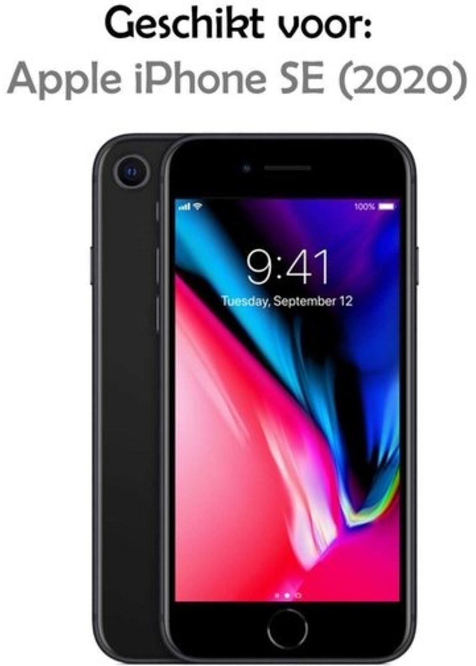 LUQ Hoesje Geschikt voor iPhone SE 2020 Hoesje Marmer Case Hard Cover Met 2x Screenprotector - Hoes Geschikt voor iPhone SE (2020) Case Marmer Hoesje Backcover - Zwart