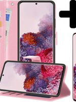 LUQ LUQ Samsung Galaxy S20 Hoesje Bookcase Lichtroze Met Screenprotector