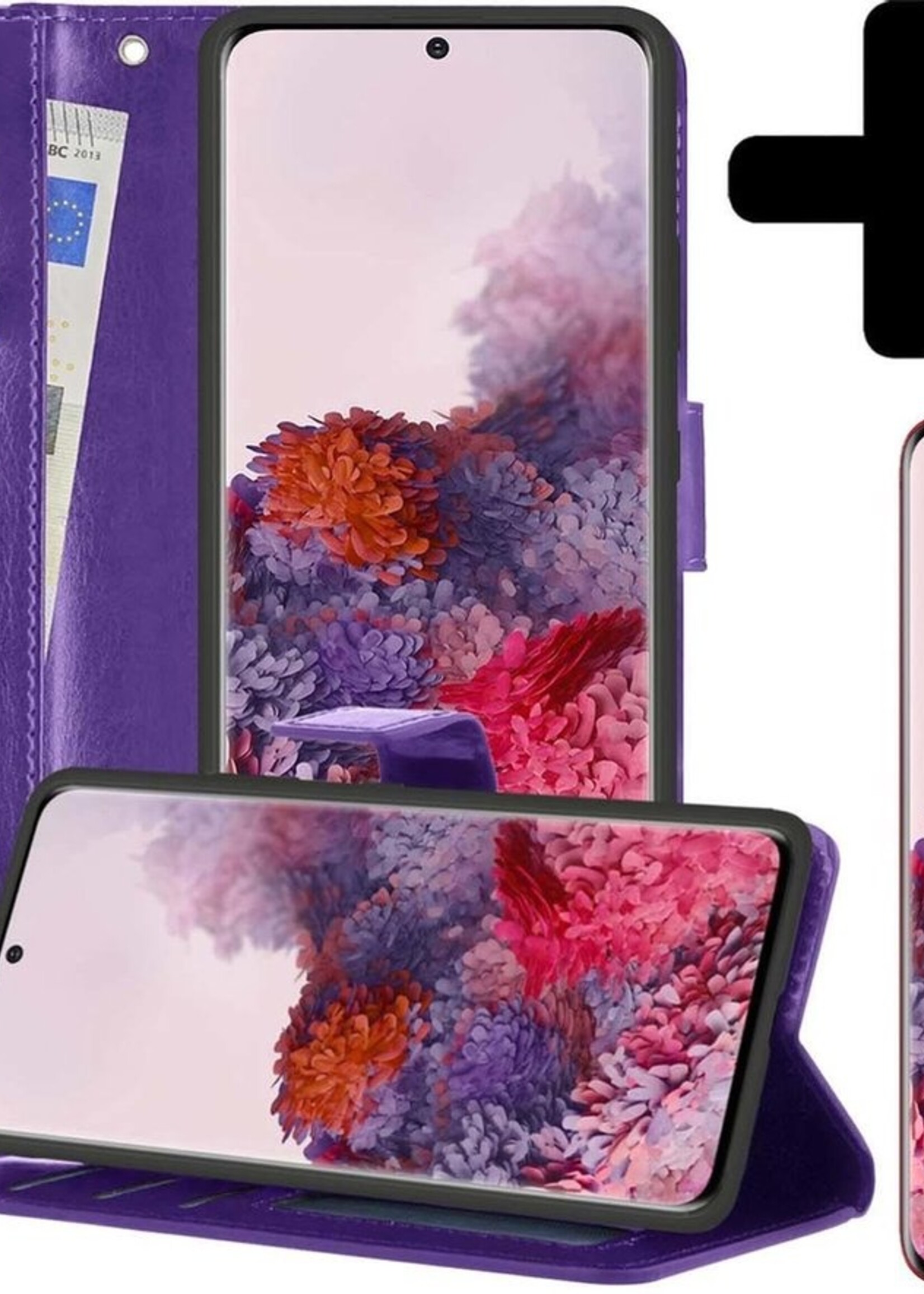 LUQ Hoesje Geschikt voor Samsung S20 Hoesje Book Case Hoes Wallet Cover Met Screenprotector - Hoes Geschikt voor Samsung Galaxy S20 Hoesje Bookcase Hoes - Paars