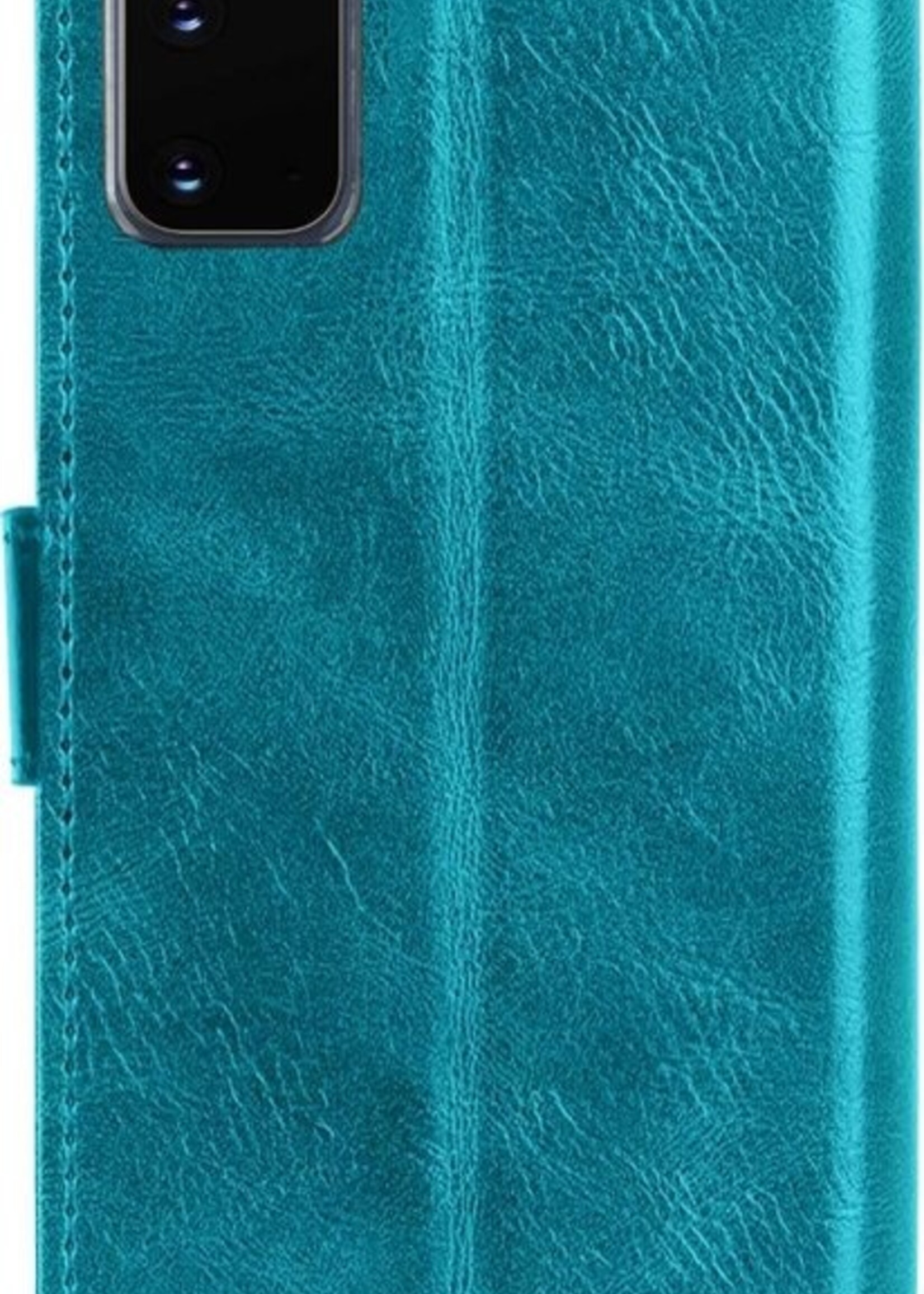 LUQ Hoesje Geschikt voor Samsung S20 Hoesje Book Case Hoes Wallet Cover Met 2x Screenprotector - Hoes Geschikt voor Samsung Galaxy S20 Hoesje Bookcase Hoes - Turquoise