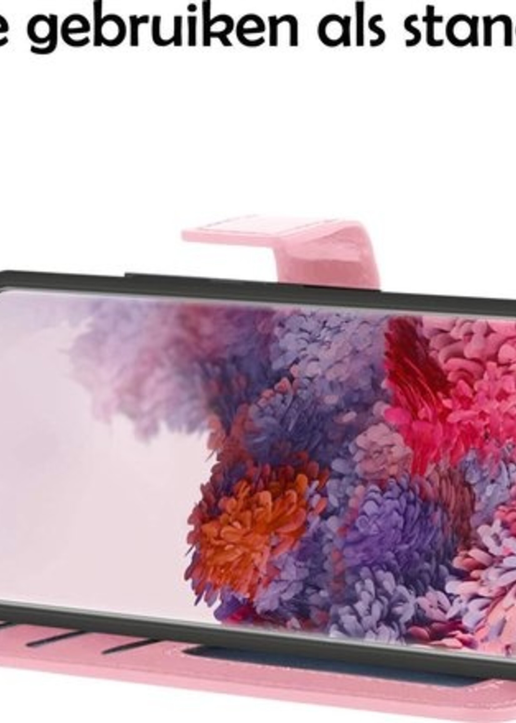 LUQ Hoesje Geschikt voor Samsung S20 Hoesje Book Case Hoes Wallet Cover Met 2x Screenprotector - Hoes Geschikt voor Samsung Galaxy S20 Hoesje Bookcase Hoes - Lichtroze