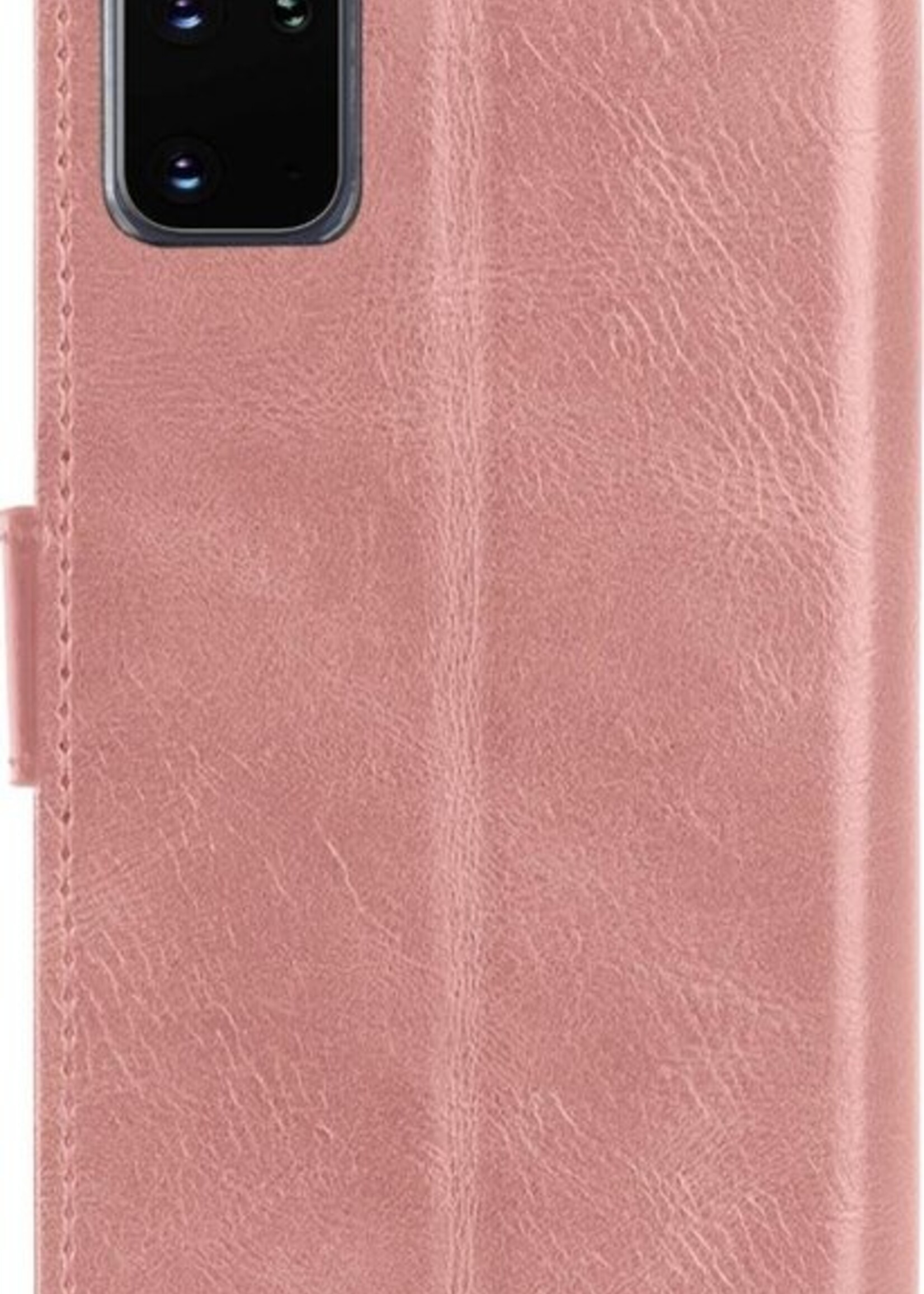 LUQ Hoesje Geschikt voor Samsung S20 Plus Hoesje Book Case Hoes Wallet Cover Met Screenprotector - Hoes Geschikt voor Samsung Galaxy S20 Plus Hoesje Bookcase Hoes - Rosé goud