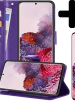 LUQ LUQ Samsung Galaxy S20 Plus Hoesje Bookcase Paars Met Screenprotector