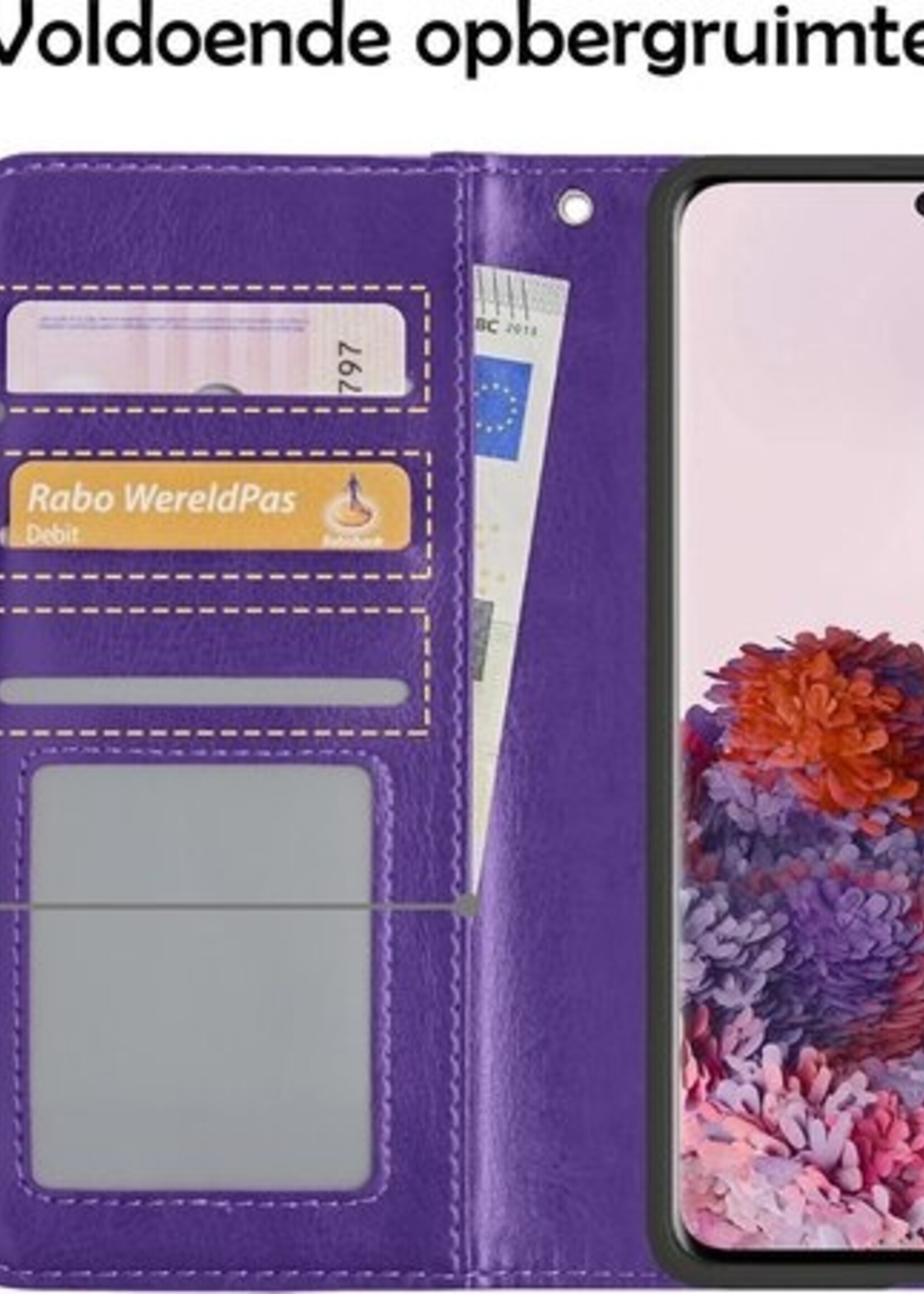 LUQ Hoesje Geschikt voor Samsung S20 Plus Hoesje Book Case Hoes Wallet Cover Met Screenprotector - Hoes Geschikt voor Samsung Galaxy S20 Plus Hoesje Bookcase Hoes - Paars