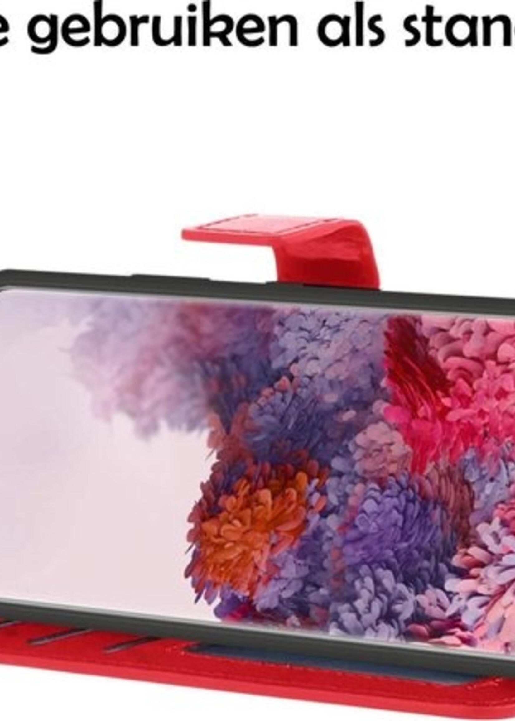 LUQ Hoesje Geschikt voor Samsung S20 Plus Hoesje Book Case Hoes Wallet Cover Met 2x Screenprotector - Hoes Geschikt voor Samsung Galaxy S20 Plus Hoesje Bookcase Hoes - Rood