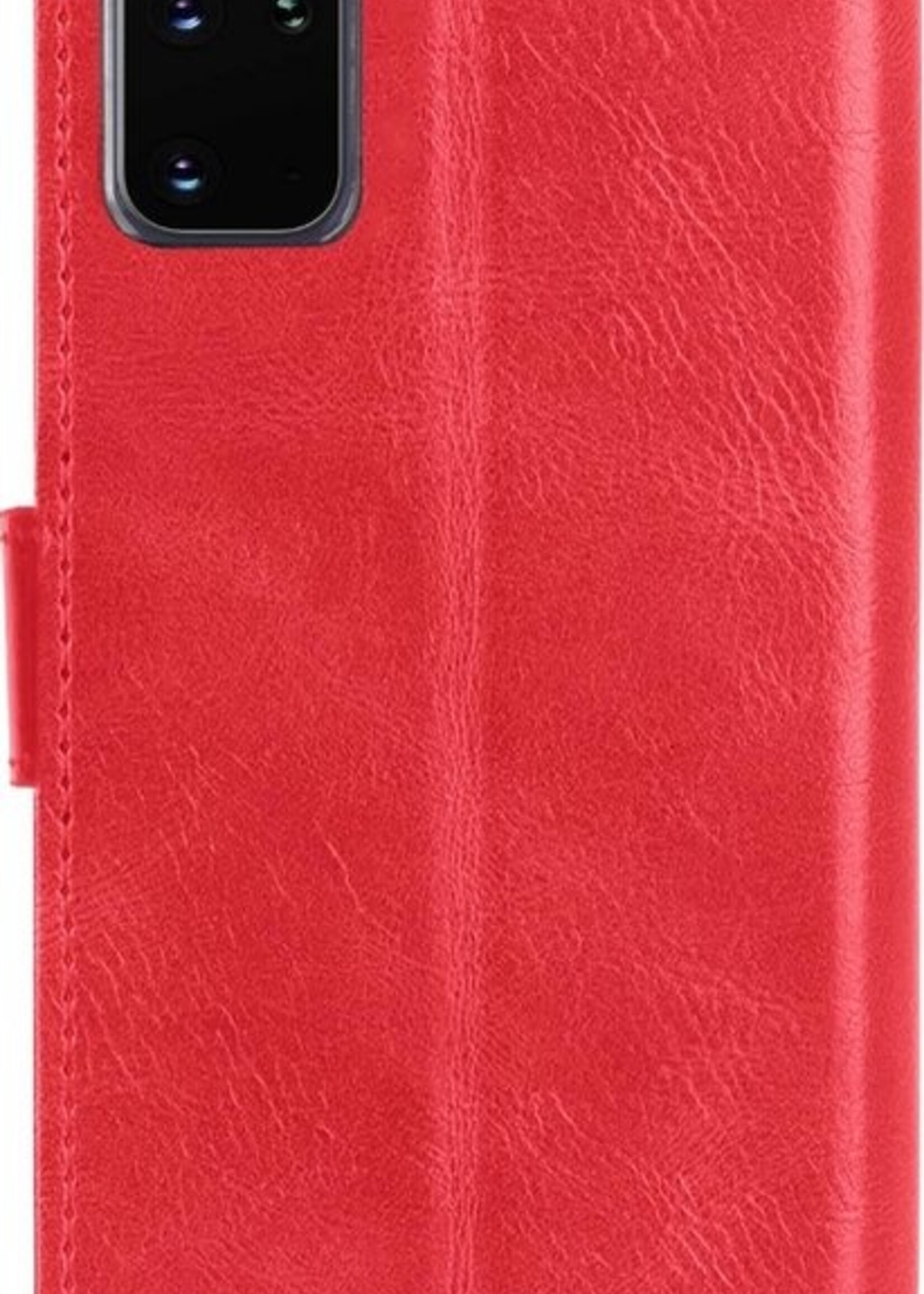 LUQ Hoesje Geschikt voor Samsung S20 Plus Hoesje Book Case Hoes Wallet Cover Met 2x Screenprotector - Hoes Geschikt voor Samsung Galaxy S20 Plus Hoesje Bookcase Hoes - Rood