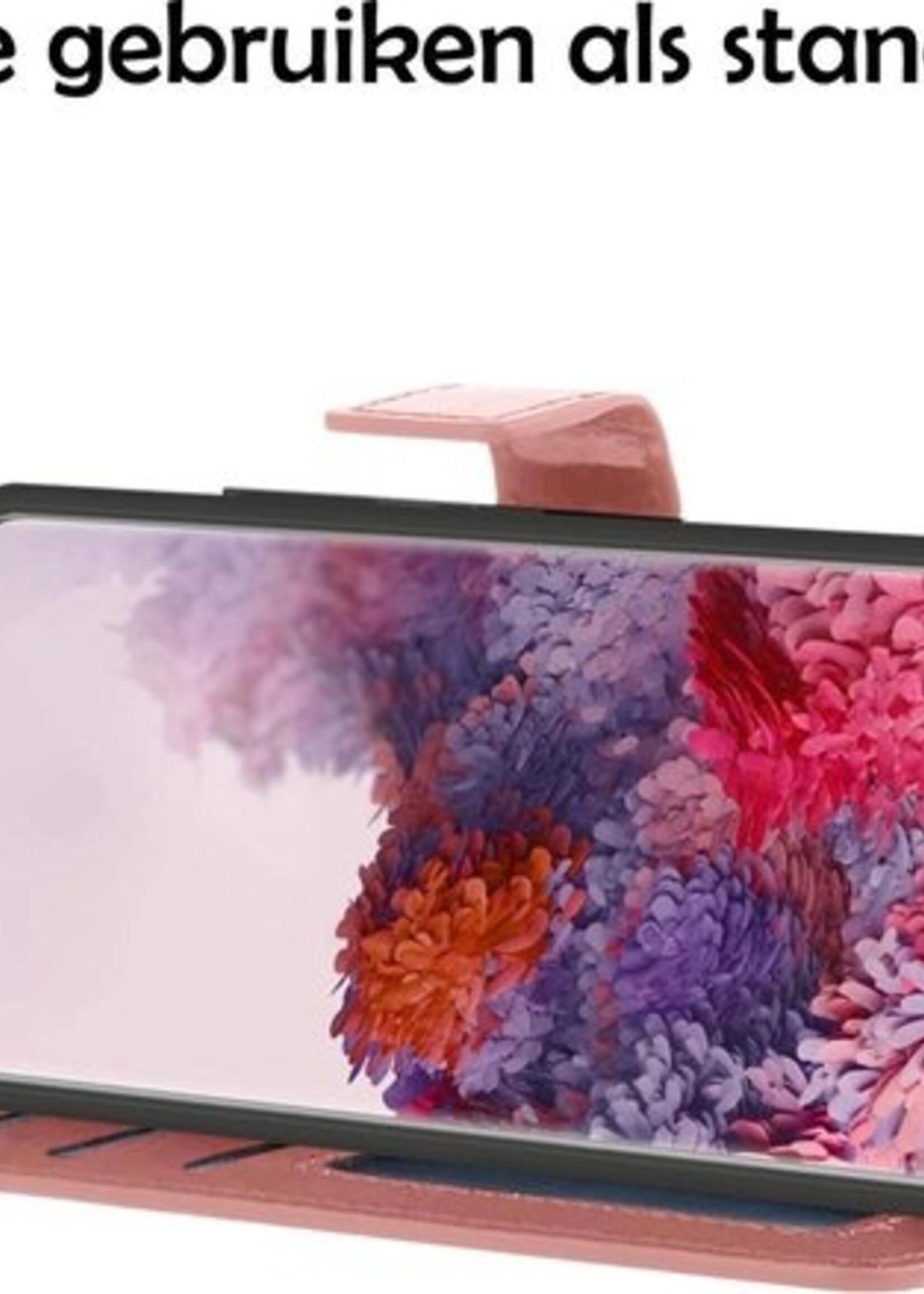 LUQ Hoesje Geschikt voor Samsung S20 Ultra Hoesje Book Case Hoes Wallet Cover Met Screenprotector - Hoes Geschikt voor Samsung Galaxy S20 Ultra Hoesje Bookcase Hoes - Rosé goud