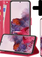 LUQ LUQ Samsung Galaxy S20 Ultra Hoesje Bookcase Donkerroze Met Screenprotector