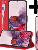 LUQ LUQ Samsung Galaxy S20 Ultra Hoesje Bookcase Rood Met 2x Screenprotector