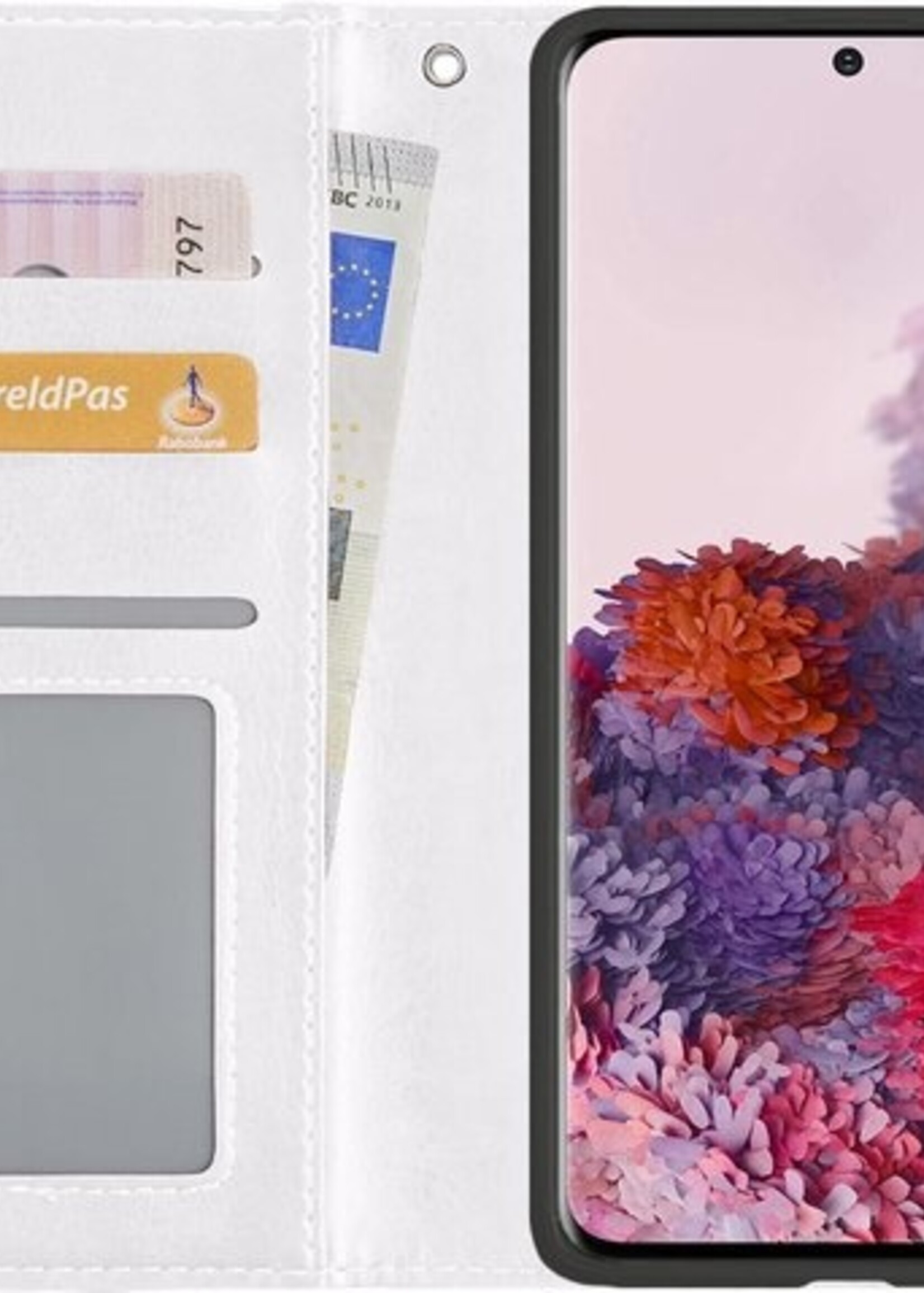 LUQ Hoesje Geschikt voor Samsung S20 Ultra Hoesje Book Case Hoes Wallet Cover Met 2x Screenprotector - Hoes Geschikt voor Samsung Galaxy S20 Ultra Hoesje Bookcase Hoes - Wit