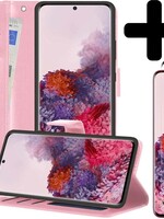 LUQ LUQ Samsung Galaxy S20 Ultra Hoesje Bookcase Lichtroze Met 2x Screenprotector