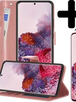 LUQ LUQ Samsung Galaxy S20 Ultra Hoesje Bookcase Rose Goud Met 2x Screenprotector