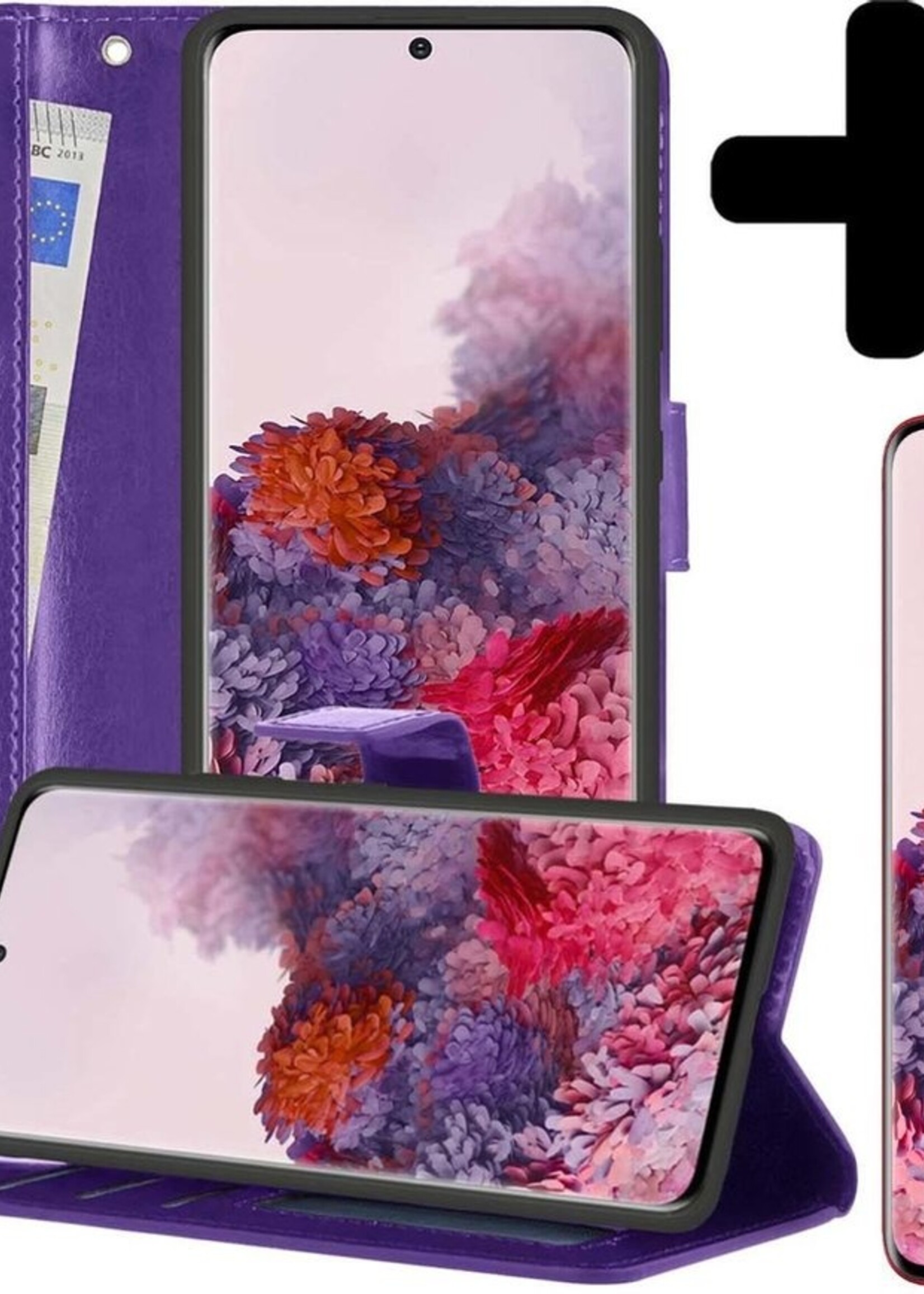 LUQ Hoesje Geschikt voor Samsung S20 Ultra Hoesje Book Case Hoes Wallet Cover Met 2x Screenprotector - Hoes Geschikt voor Samsung Galaxy S20 Ultra Hoesje Bookcase Hoes - Paars