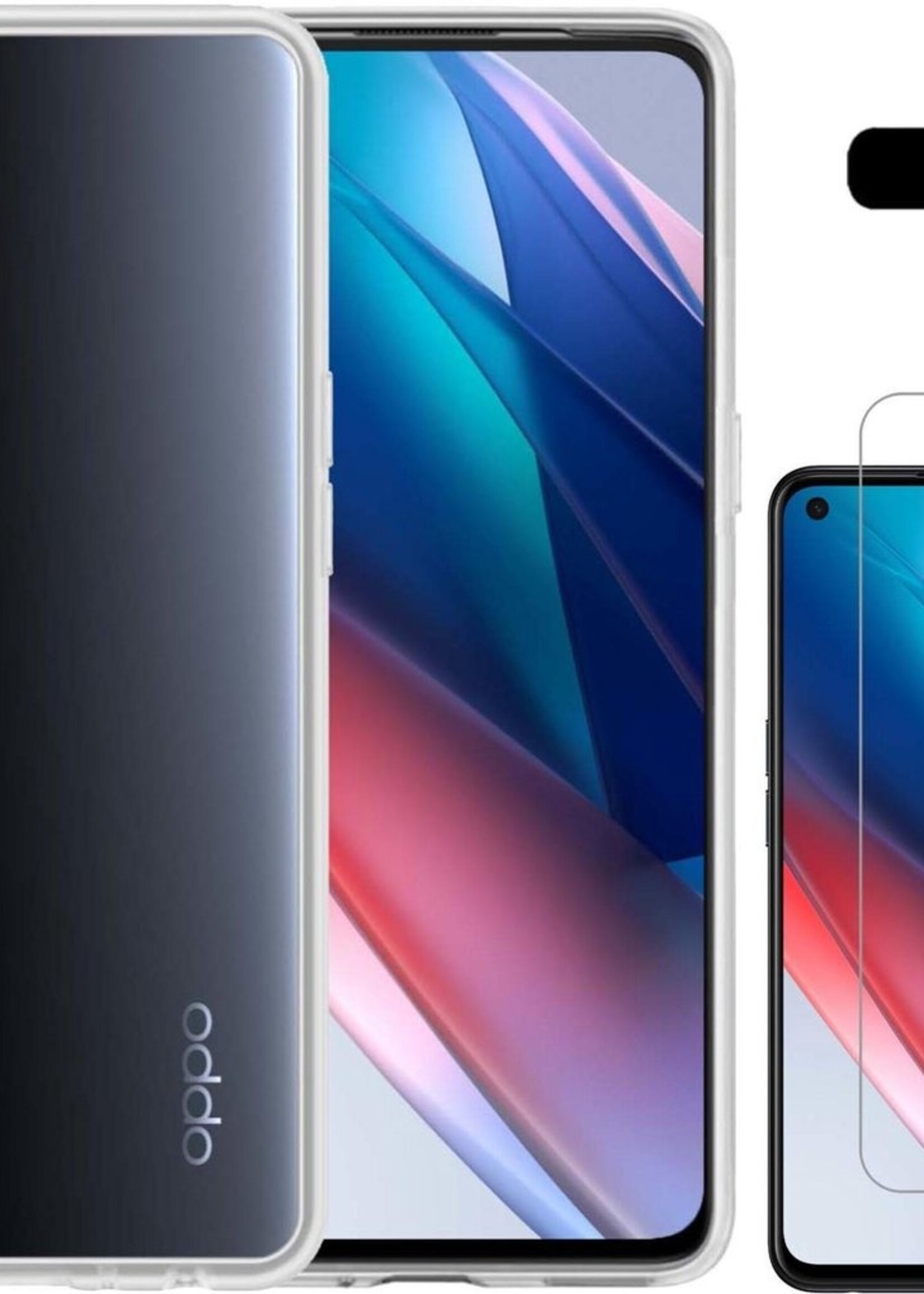 LUQ Hoesje Geschikt voor OPPO Find X3 Lite Hoesje Siliconen Case Met Screenprotector - Hoes Geschikt voor OPPO X3 Lite Hoes Siliconen - Transparant