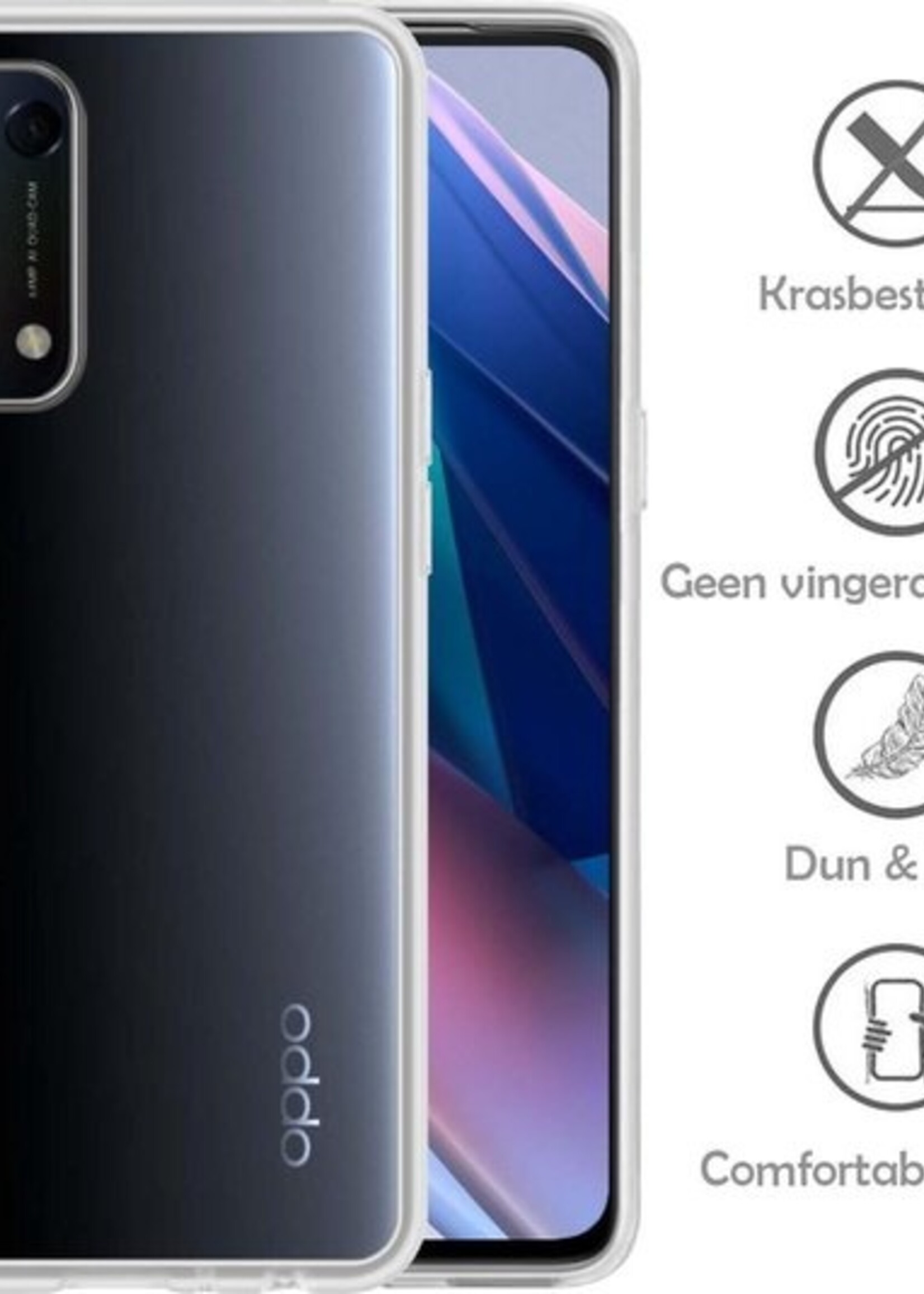 LUQ Hoesje Geschikt voor OPPO Find X3 Lite Hoesje Siliconen Case Met Screenprotector - Hoes Geschikt voor OPPO X3 Lite Hoes Siliconen - Transparant