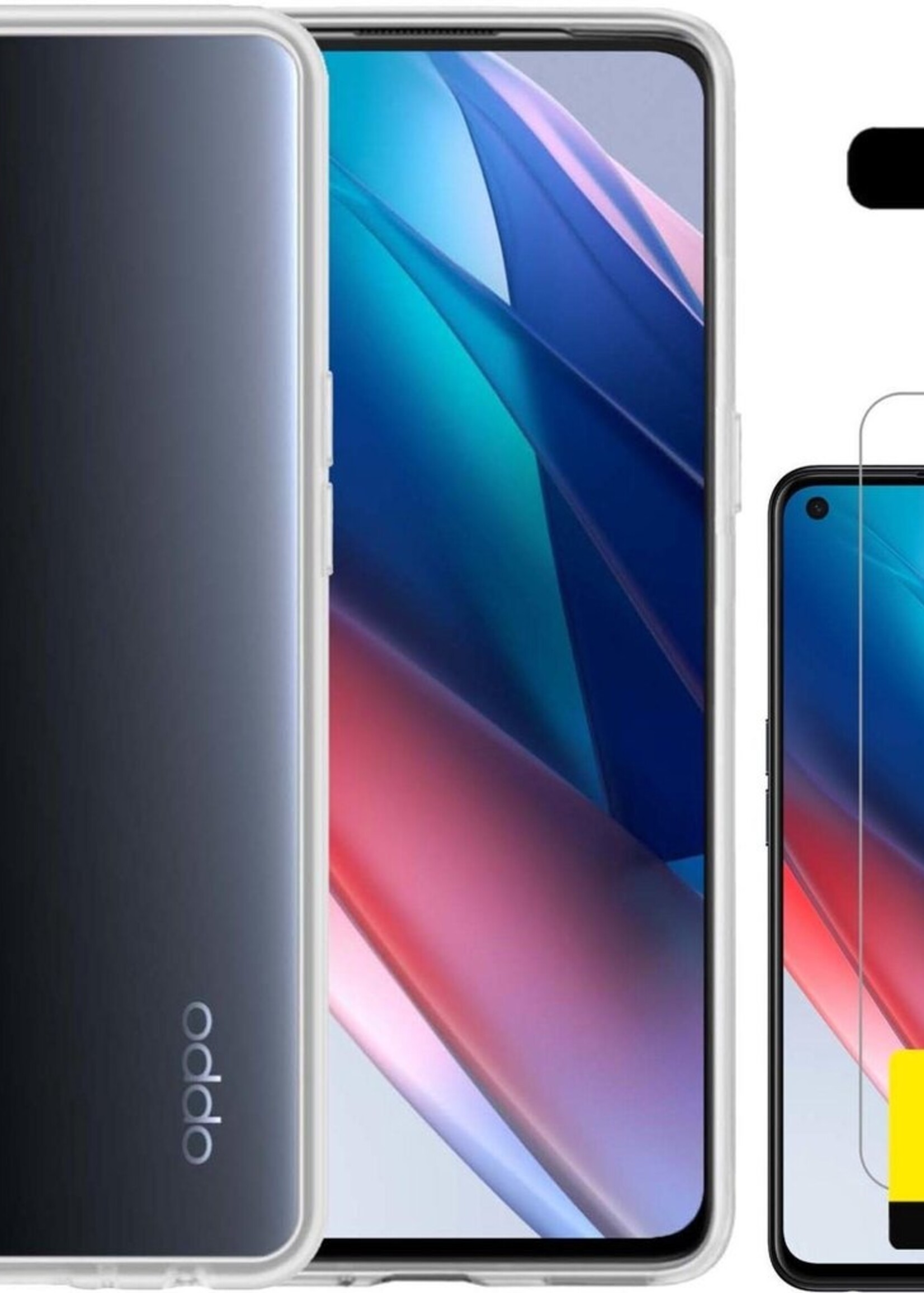 LUQ Hoesje Geschikt voor OPPO Find X3 Lite Hoesje Siliconen Case Met 2x Screenprotector - Hoes Geschikt voor OPPO X3 Lite Hoes Siliconen - Transparant