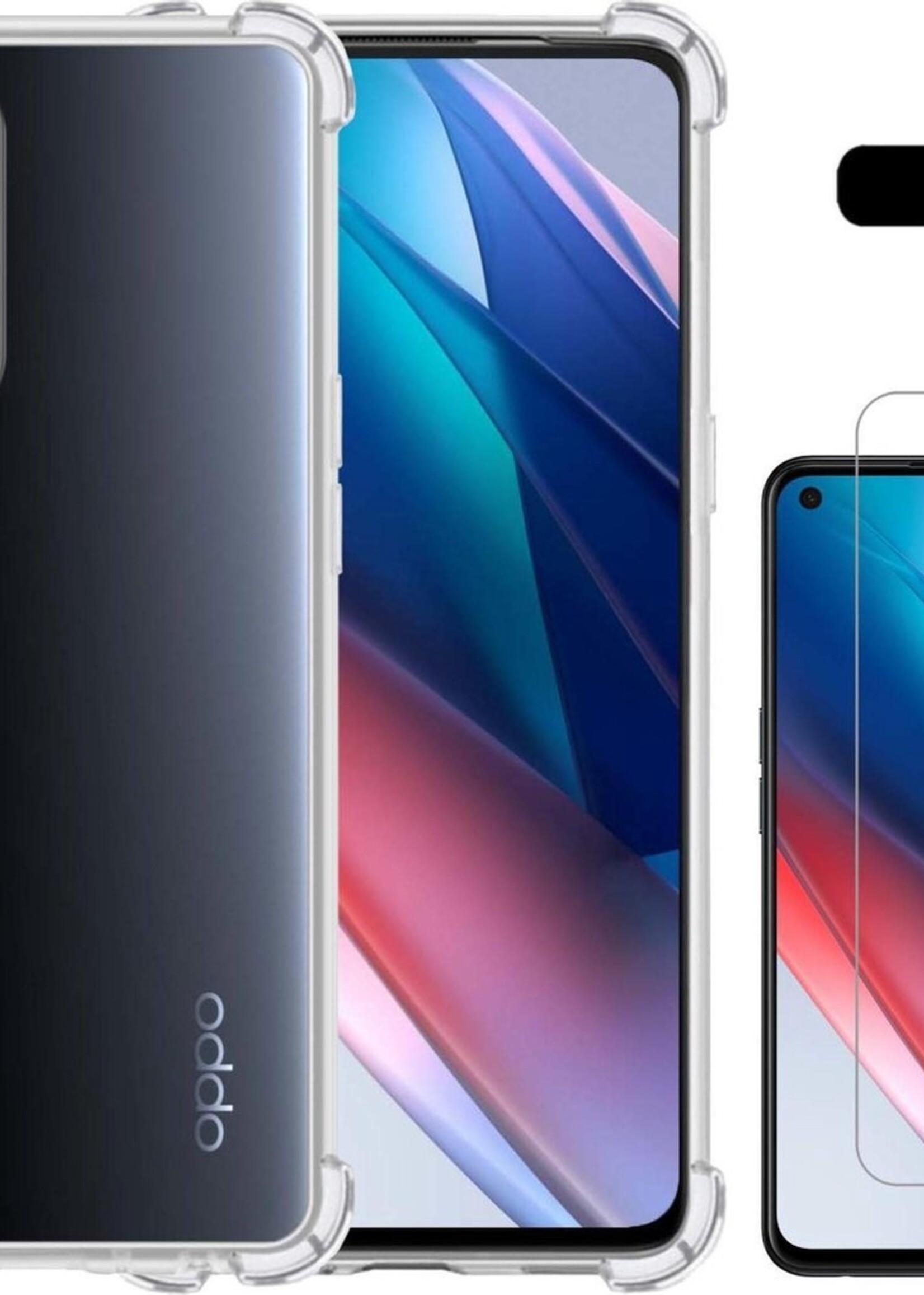 LUQ Hoesje Geschikt voor OPPO Find X3 Lite Hoesje Shockproof Case Siliconen Met Screenprotector - Hoes Geschikt voor OPPO X3 Lite Hoes Cover Siliconen - Transparant