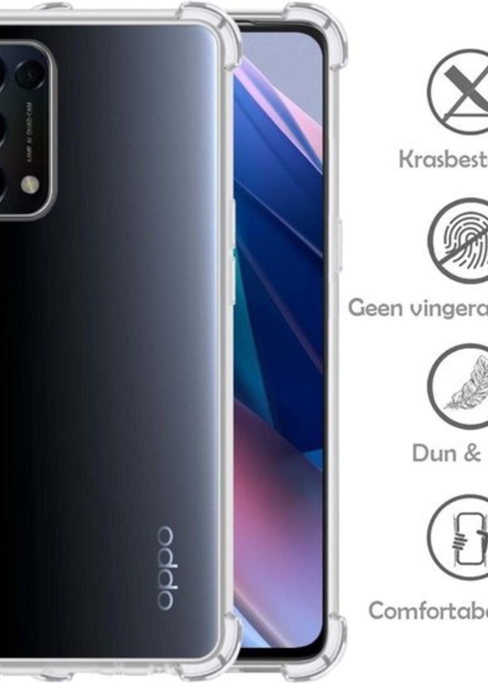 LUQ Hoesje Geschikt voor OPPO Find X3 Lite Hoesje Shockproof Case Siliconen Met Screenprotector - Hoes Geschikt voor OPPO X3 Lite Hoes Cover Siliconen - Transparant
