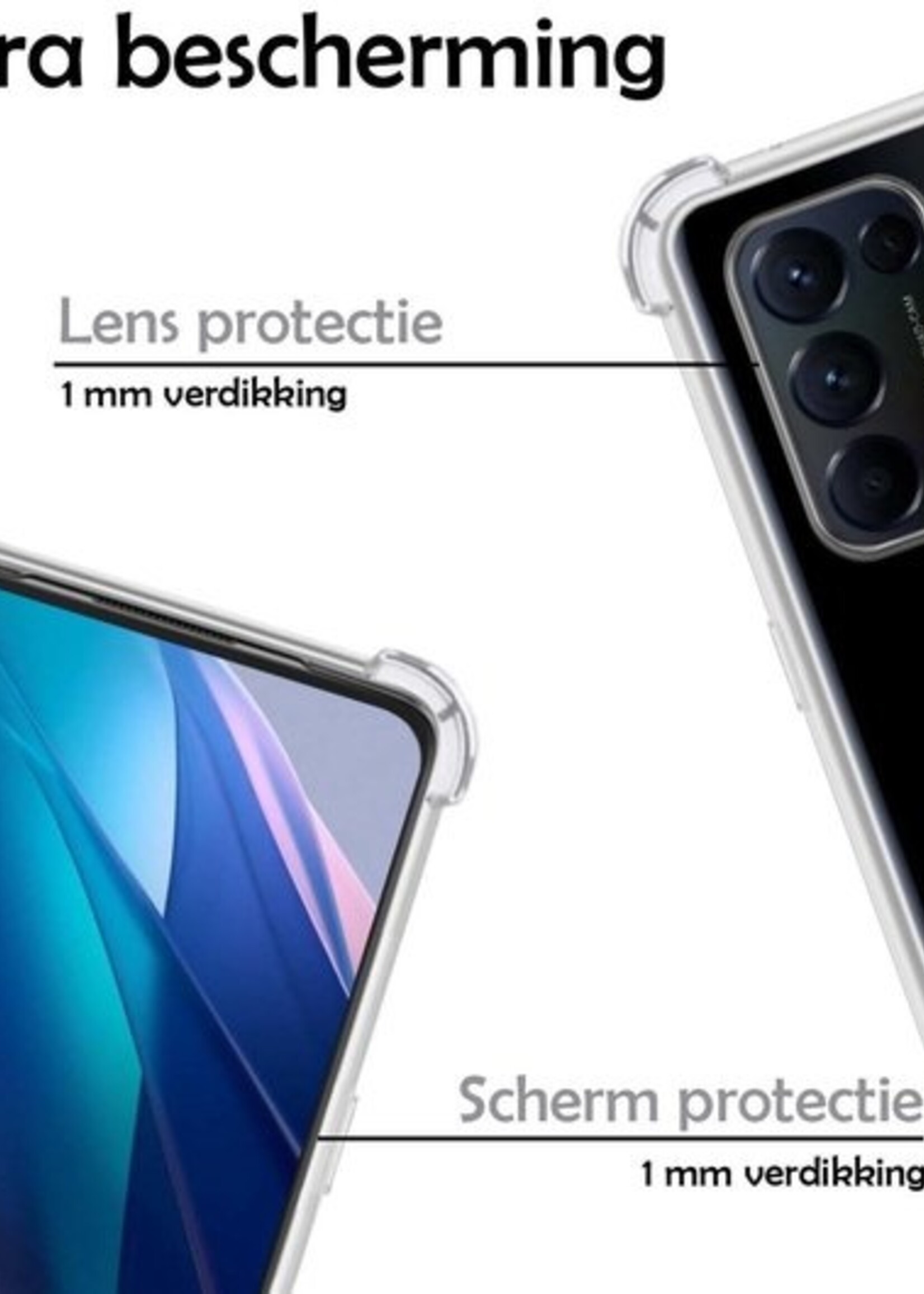 LUQ Hoesje Geschikt voor OPPO Find X3 Lite Hoesje Shockproof Case Siliconen Met Screenprotector - Hoes Geschikt voor OPPO X3 Lite Hoes Cover Siliconen - Transparant