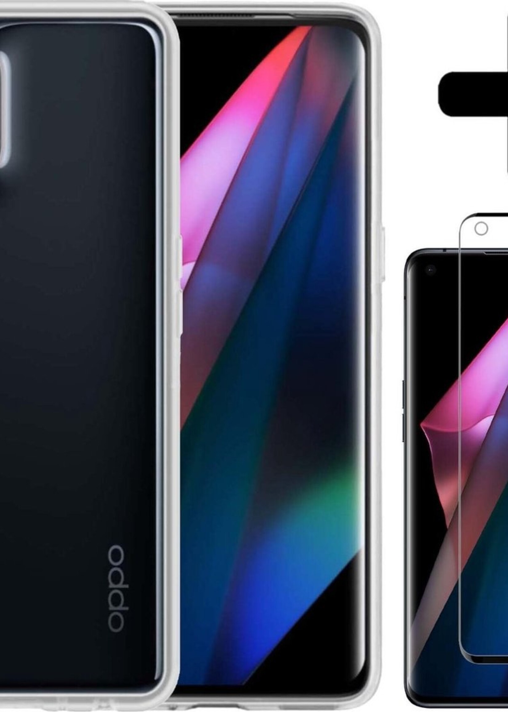 LUQ Hoesje Geschikt voor OPPO Find X3 Pro Hoesje Siliconen Case Met Screenprotector - Hoes Geschikt voor OPPO X3 Pro Hoes Siliconen - Transparant