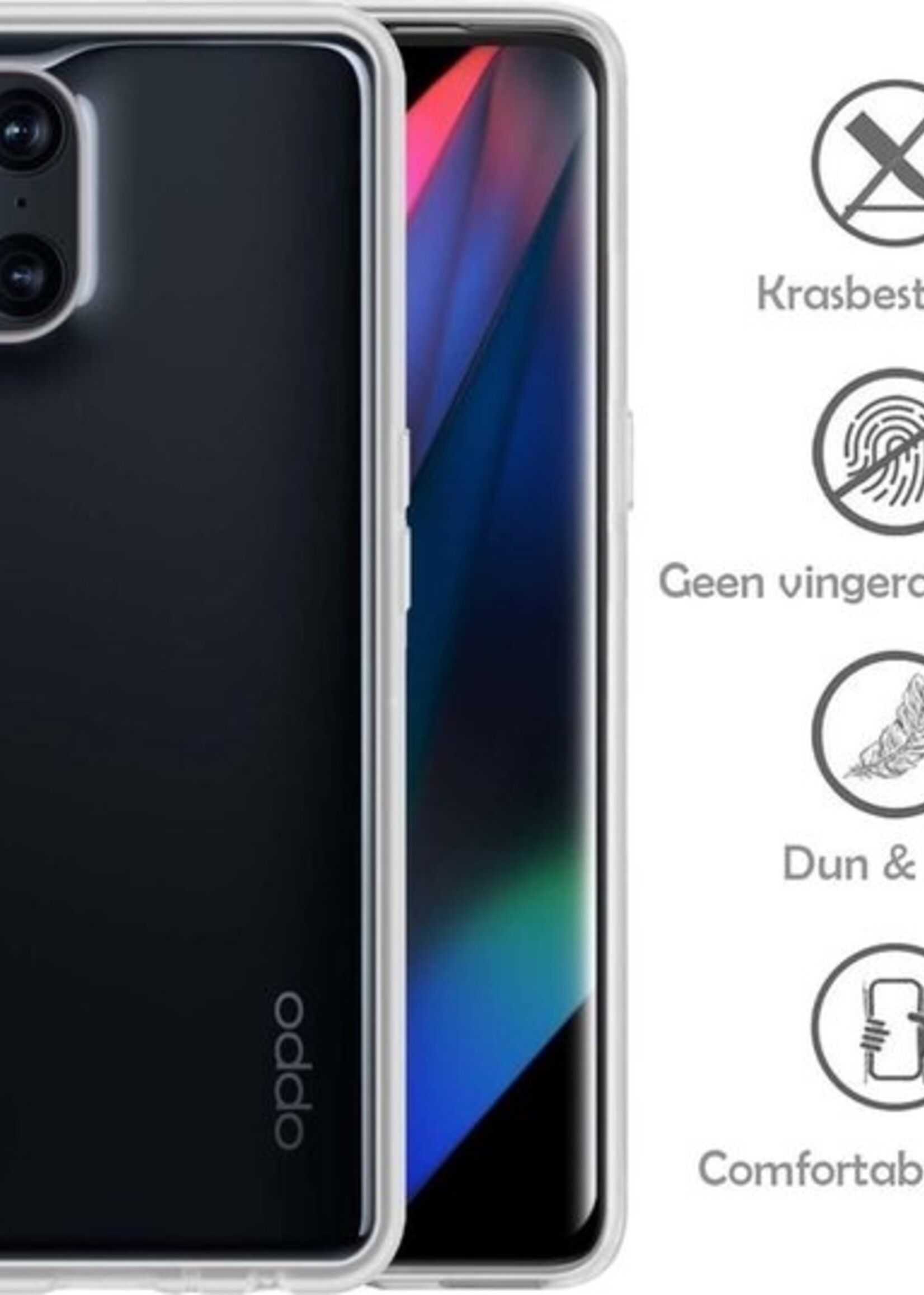 LUQ Hoesje Geschikt voor OPPO Find X3 Pro Hoesje Siliconen Case Met Screenprotector - Hoes Geschikt voor OPPO X3 Pro Hoes Siliconen - Transparant