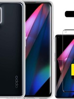 LUQ LUQ Oppo Find X3 Pro hoesje siliconen transparant + 2x screenprotector
