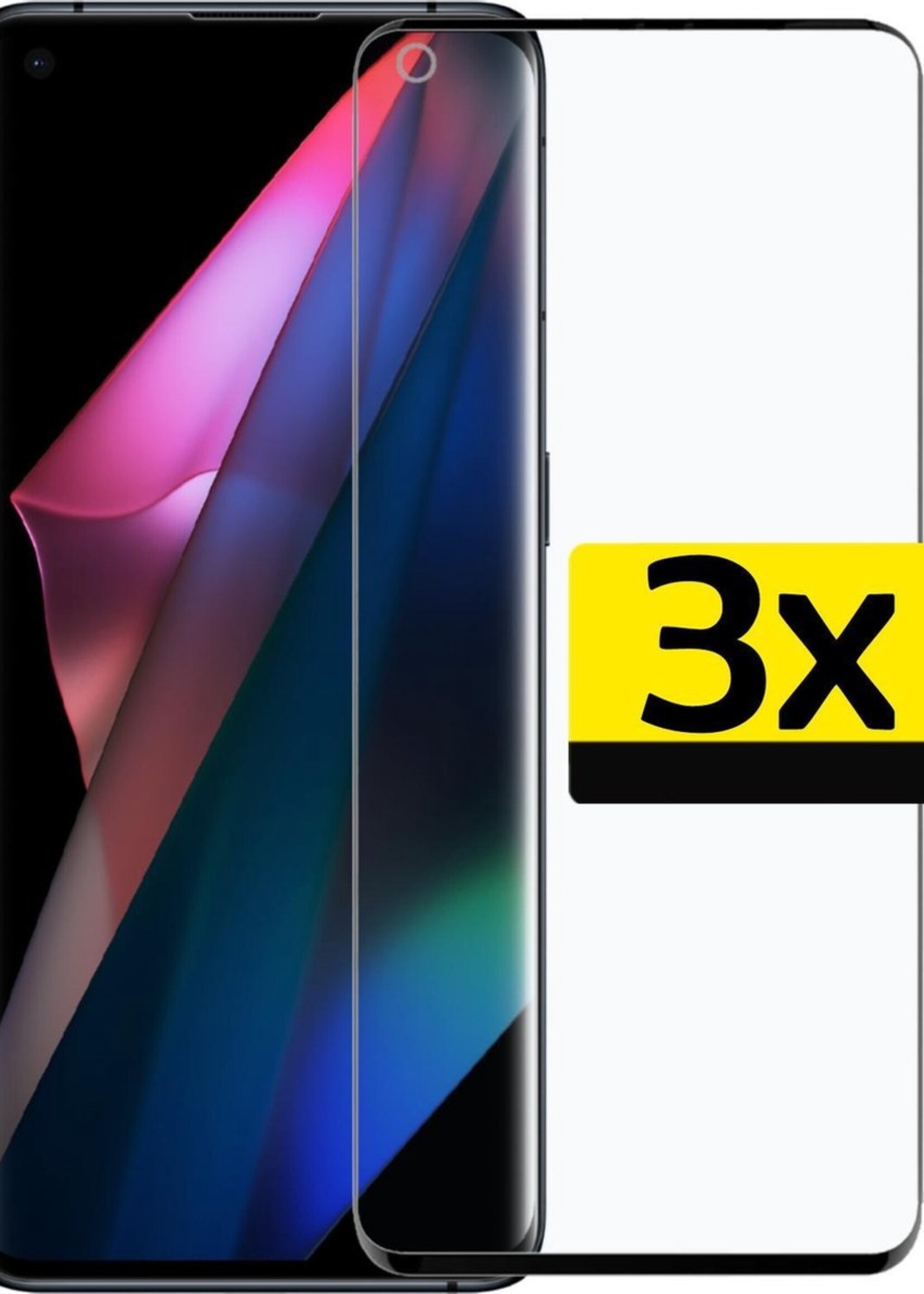 LUQ Screenprotector Geschikt voor OPPO Find X3 Pro Screenprotector Beschermglas Gehard Glas - Screenprotector Geschikt voor OPPO X3 Pro Screenprotector Glas - 3 Stuks
