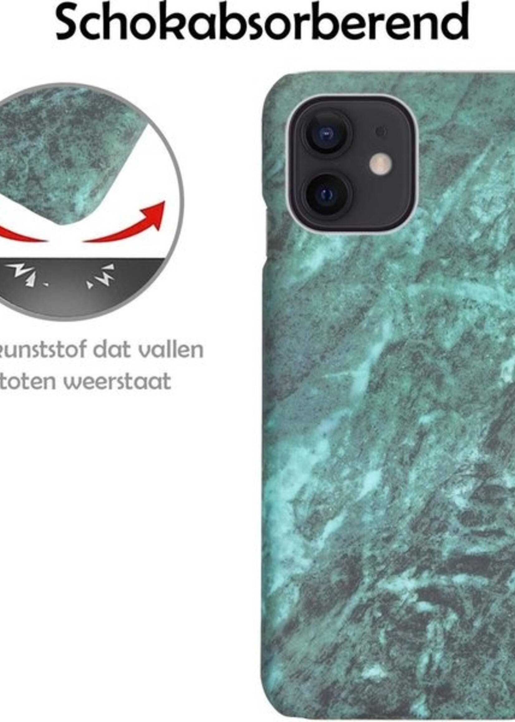 LUQ Hoesje Geschikt voor iPhone 11 Hoesje Marmer Case Hard Cover - Hoes Geschikt voor iPhone 11 Case Marmer Hoesje Backcover - Groen