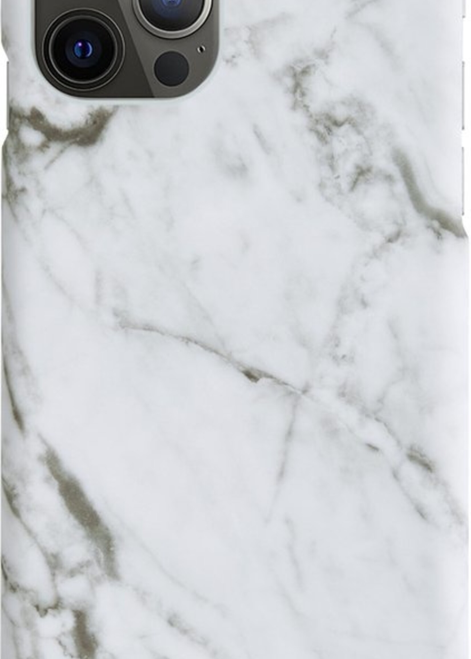 LUQ Hoesje Geschikt voor iPhone 11 Pro Max Hoesje Marmer Case Hard Cover - Hoes Geschikt voor iPhone 11 Pro Max Case Marmer Hoesje Backcover - Wit