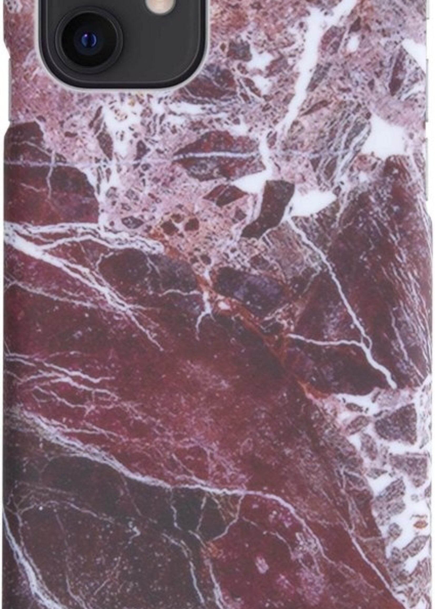 LUQ Hoesje Geschikt voor iPhone 11 Hoesje Marmer Case Hard Cover - Hoes Geschikt voor iPhone 11 Case Marmer Hoesje Backcover - Rood - 2 Stuks