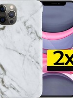 LUQ LUQ - 2x - iPhone 11 Pro Max hoesje marmer - Wit