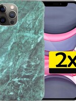 LUQ LUQ - 2x - iPhone 11 Pro Max hoesje marmer - Groen