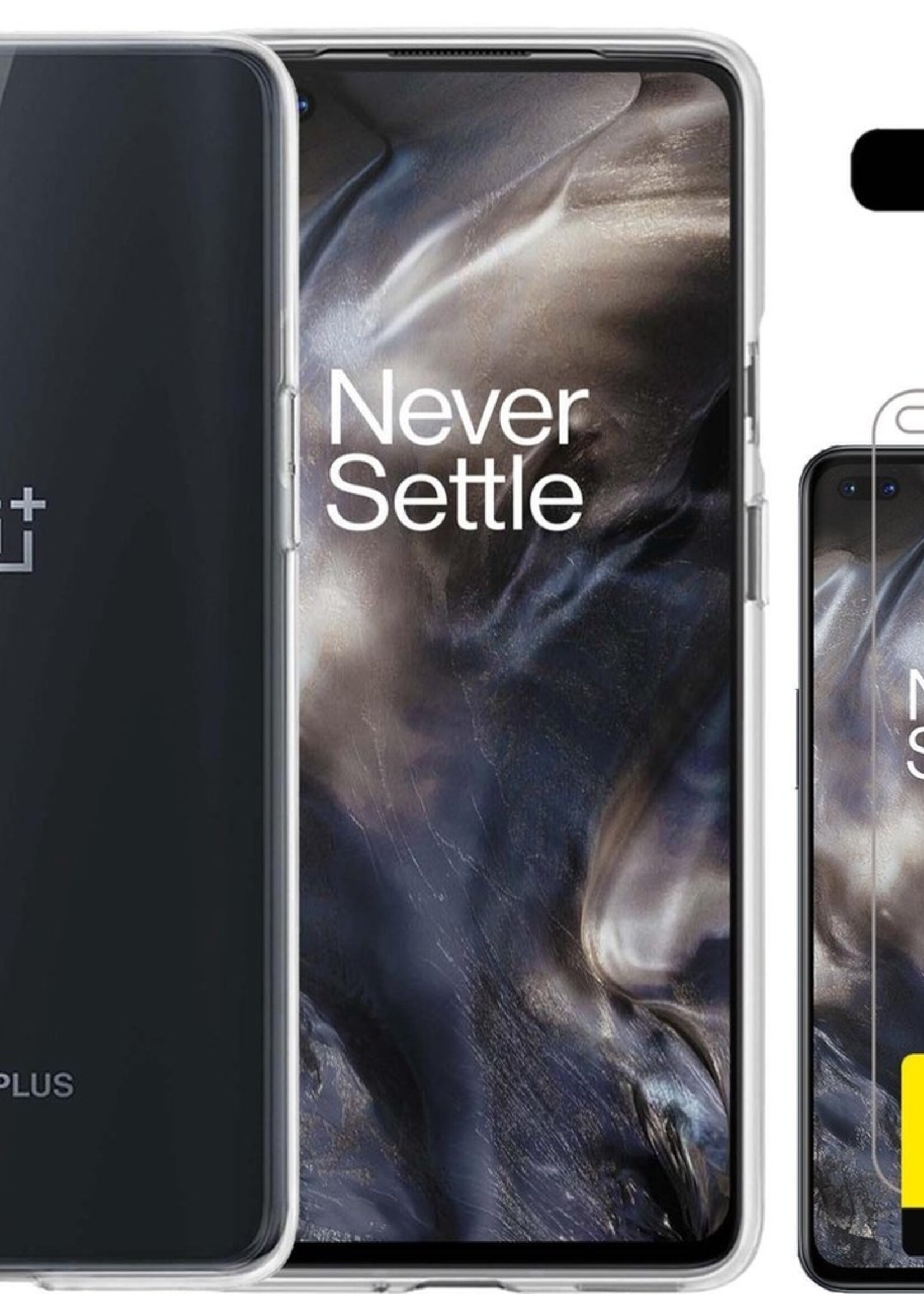 LUQ Hoesje Geschikt voor OnePlus Nord Hoesje Siliconen Case Met 2x Screenprotector - Hoes Geschikt voor OnePlus Nord Hoes Siliconen - Transparant