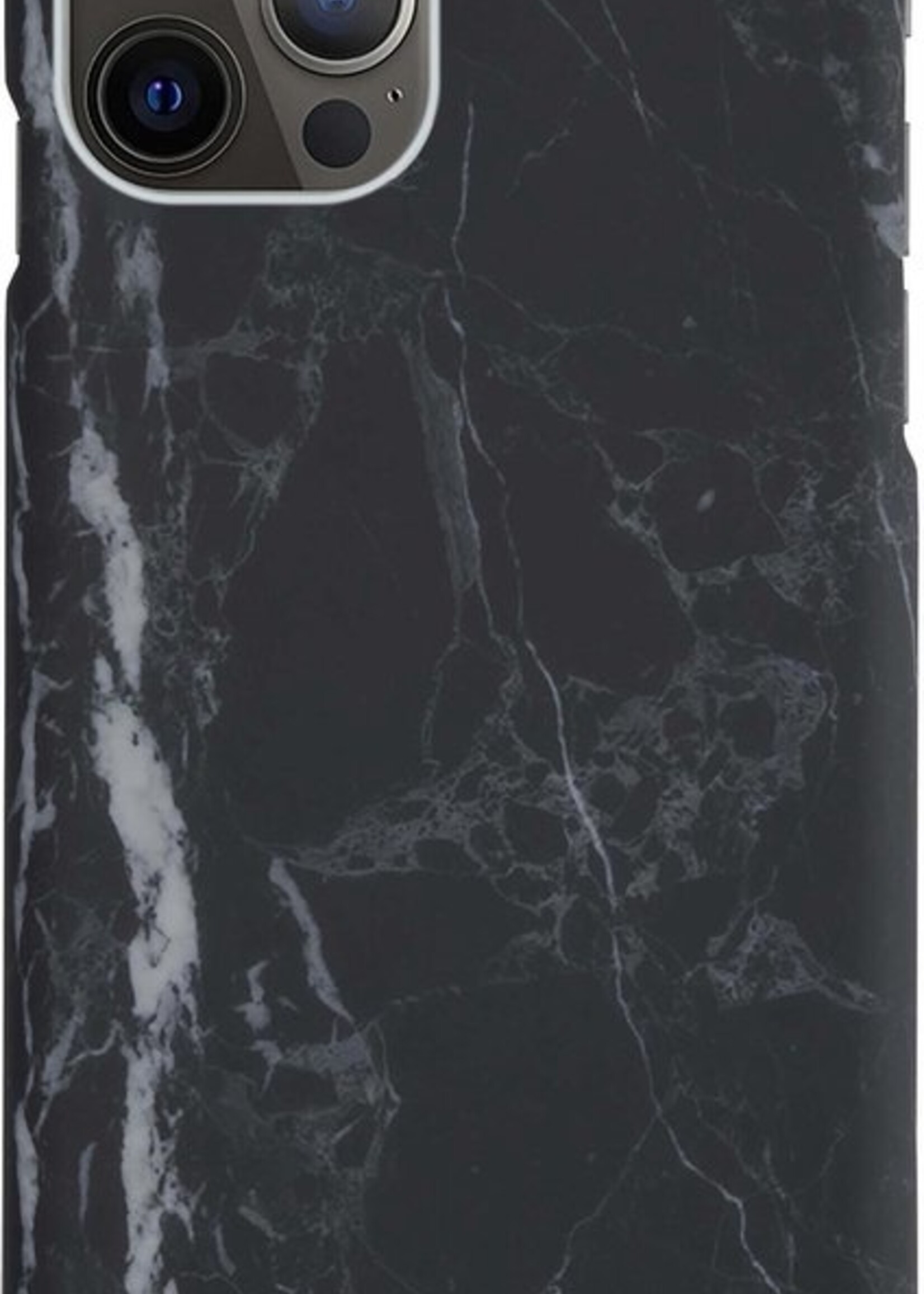 LUQ Hoesje Geschikt voor iPhone 11 Pro Max Hoesje Marmer Case Hard Cover Met Screenprotector - Hoes Geschikt voor iPhone 11 Pro Max Case Marmer Hoesje Backcover - Zwart