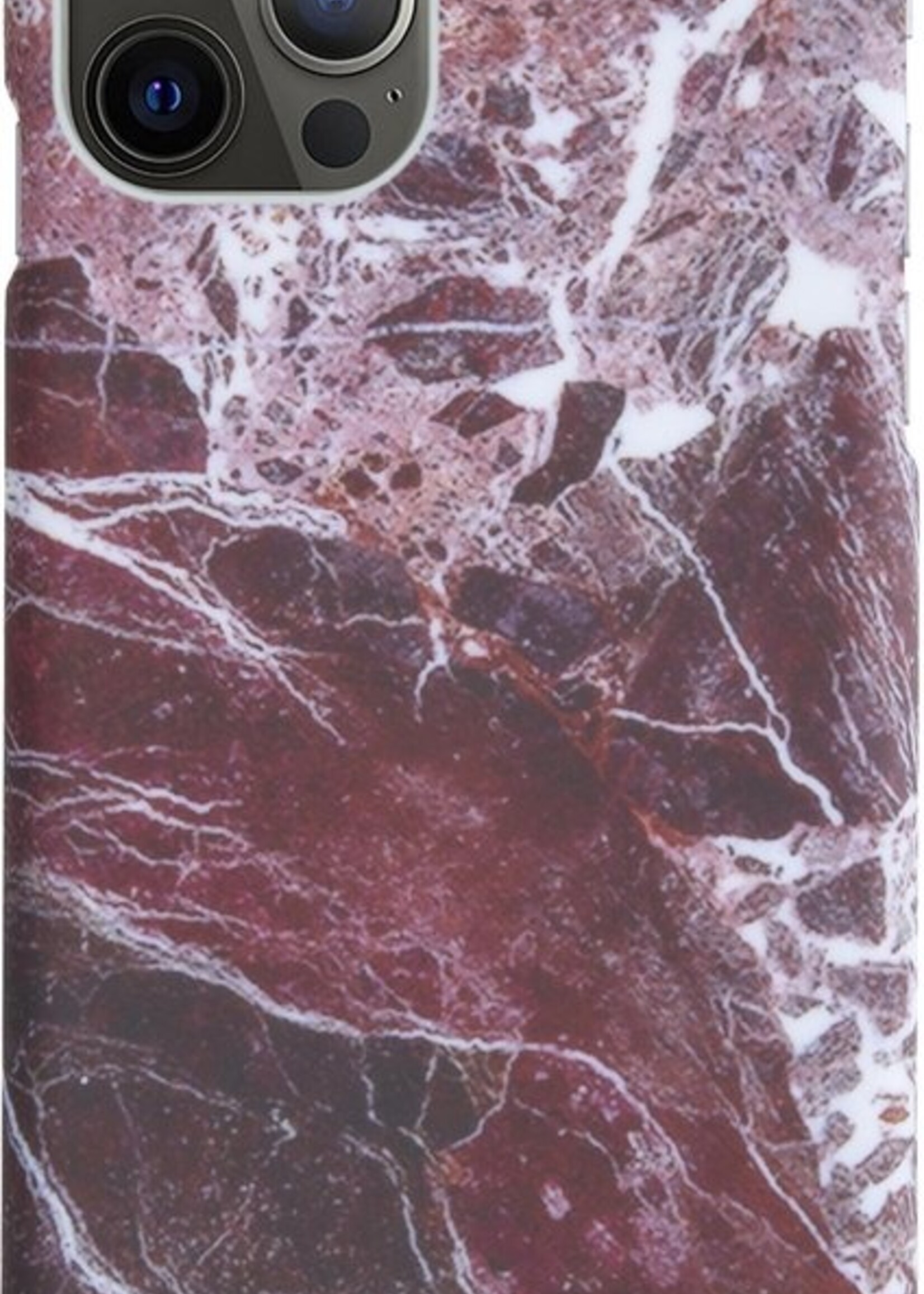 LUQ Hoesje Geschikt voor iPhone 11 Pro Max Hoesje Marmer Case Hard Cover Met Screenprotector - Hoes Geschikt voor iPhone 11 Pro Max Case Marmer Hoesje Backcover - Rood