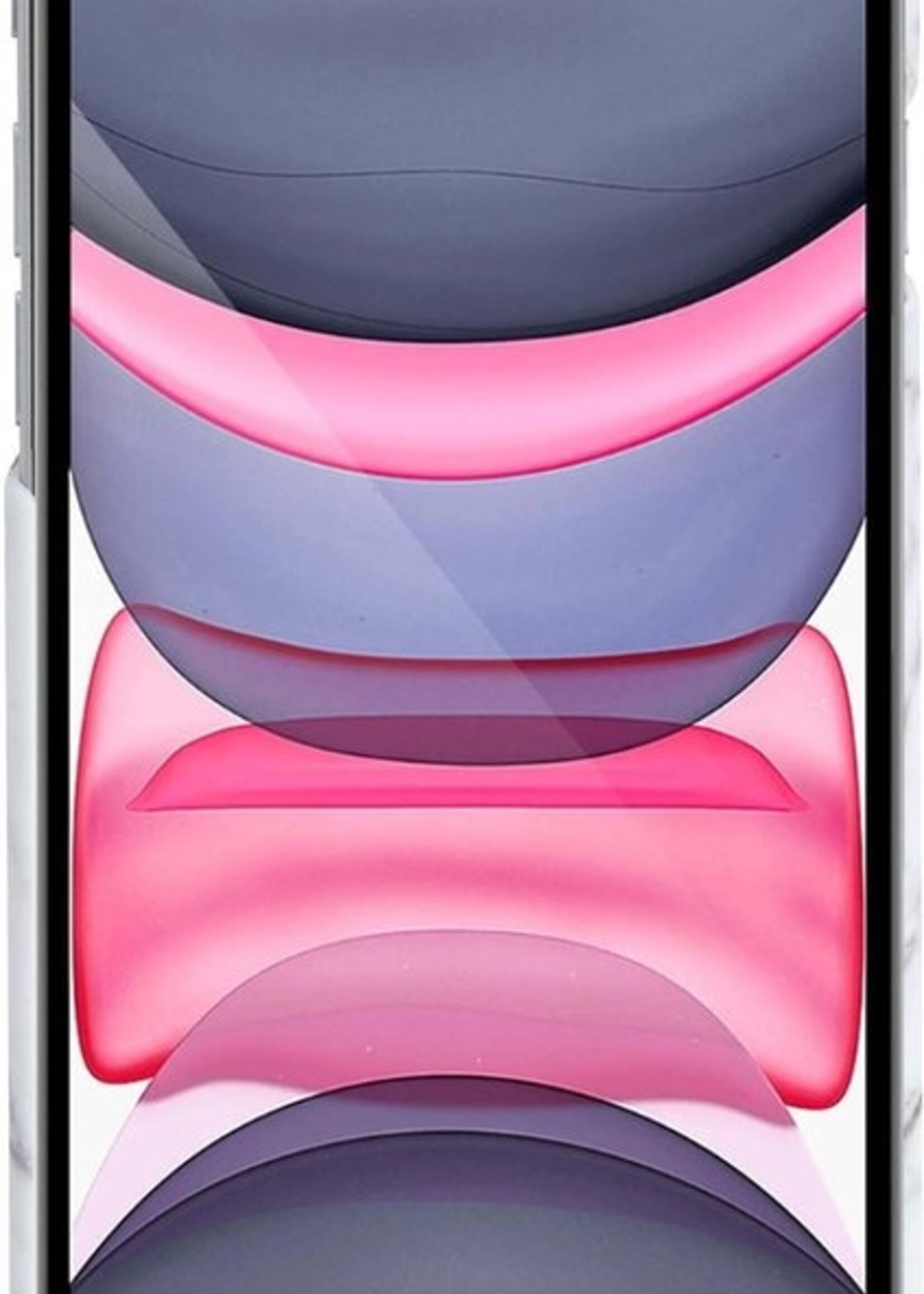 LUQ Hoesje Geschikt voor iPhone 11 Pro Max Hoesje Marmer Case Hard Cover Met 2x Screenprotector - Hoes Geschikt voor iPhone 11 Pro Max Case Marmer Hoesje Backcover - Wit