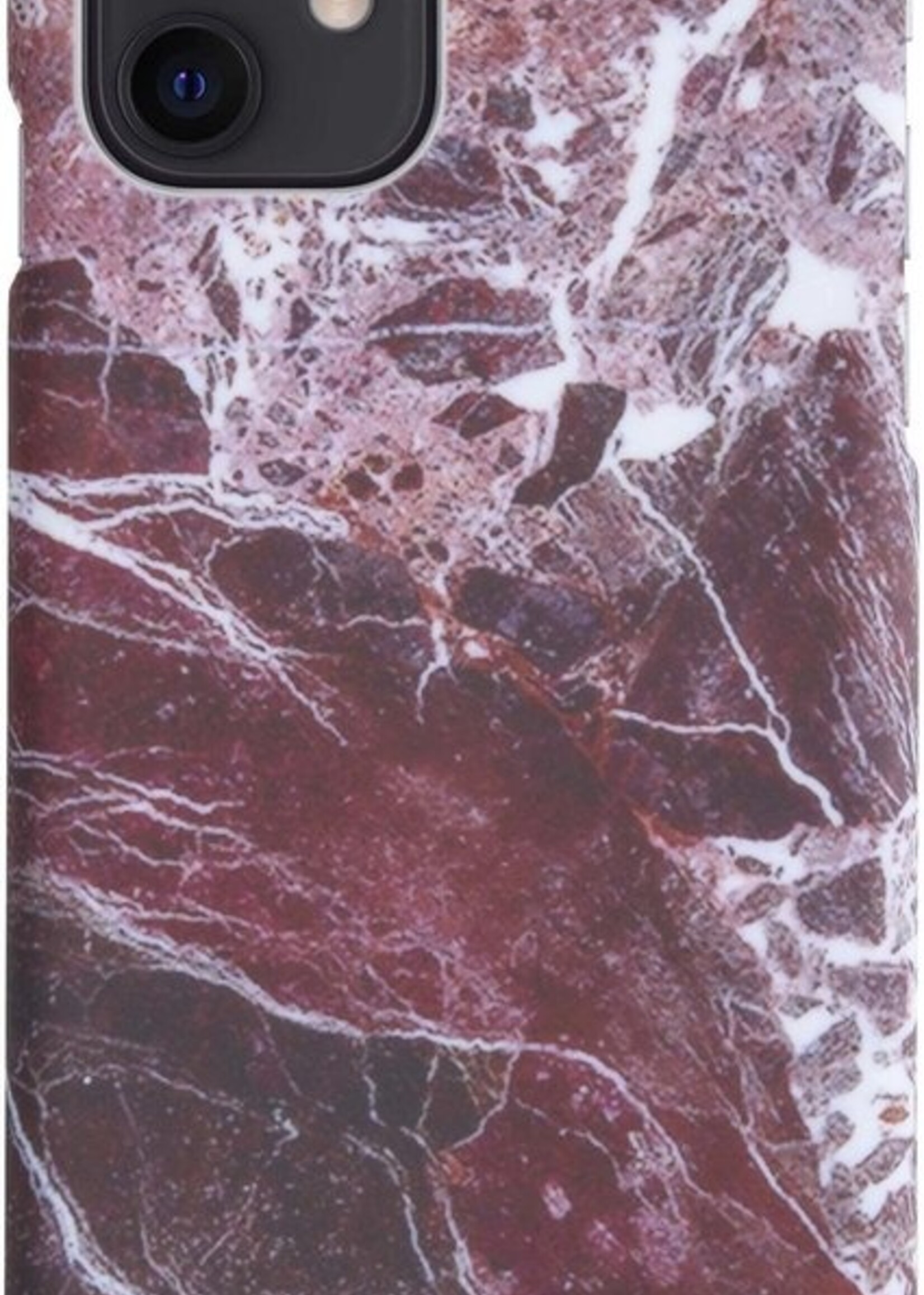 LUQ Hoesje Geschikt voor iPhone 12 Mini Hoesje Marmer Case Hard Cover - Hoes Geschikt voor iPhone 12 Mini Case Marmer Hoesje Backcover - Rood