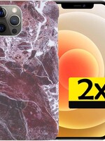 LUQ LUQ iPhone 12 Pro hoesje marmer - Rood