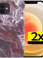 LUQ LUQ - 2x - iPhone 12 Mini hoesje marmer - Rood